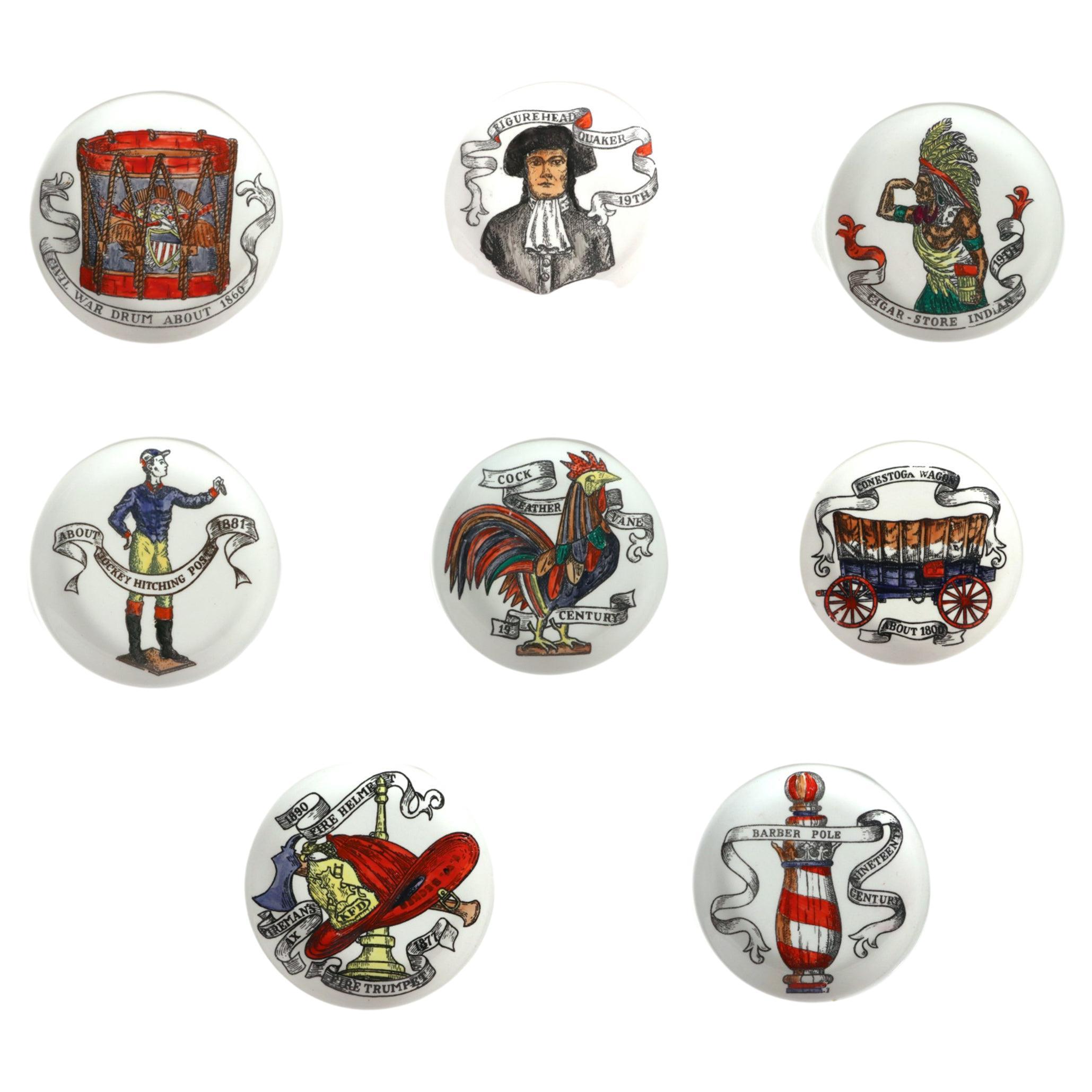 Ensemble de sous-verres Piero Fornasetti, American Antiques, mi-siècle moderne