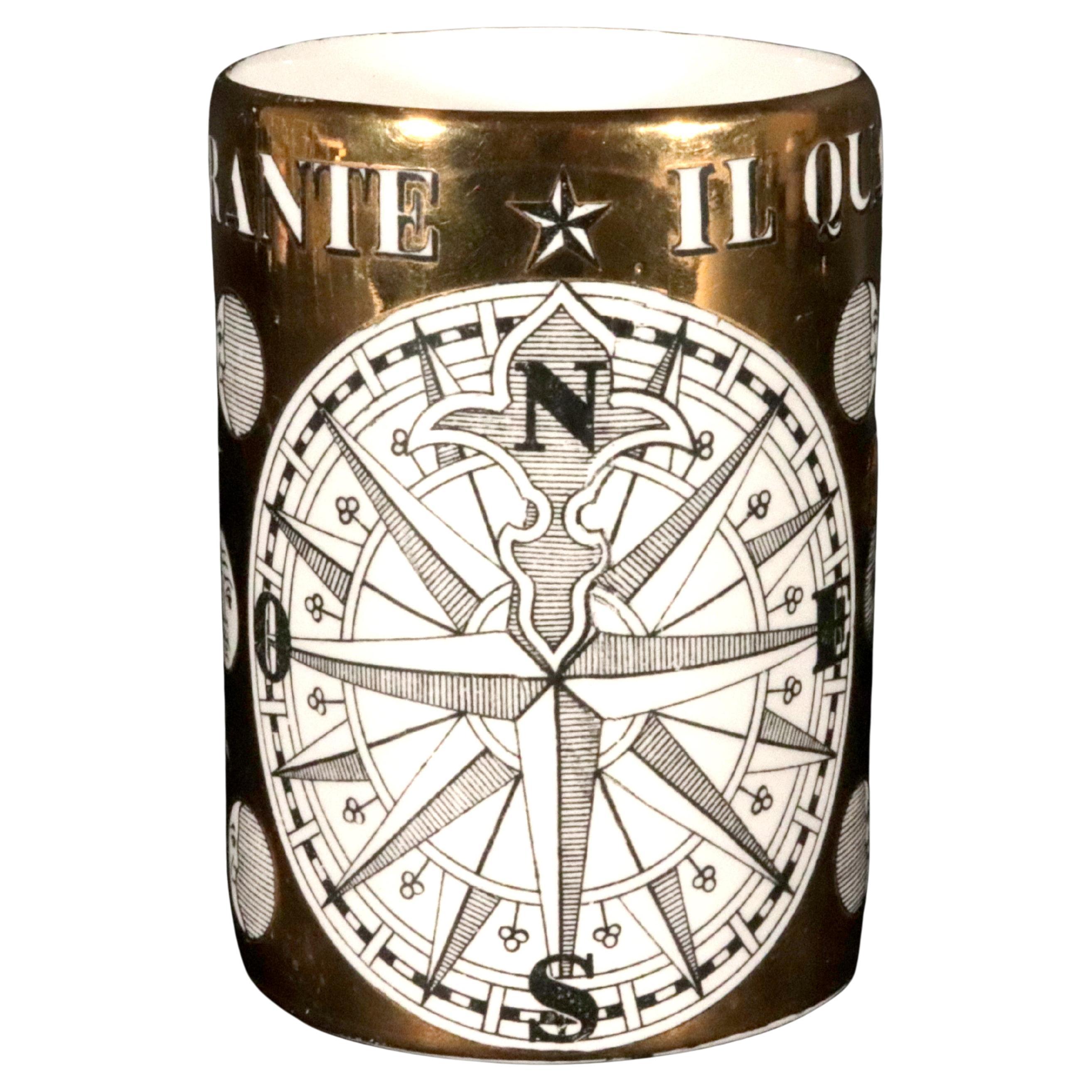 Mid-century Modern Piero Fornasetti "Il Quadrante" Ceramic Beer Stein For Sale