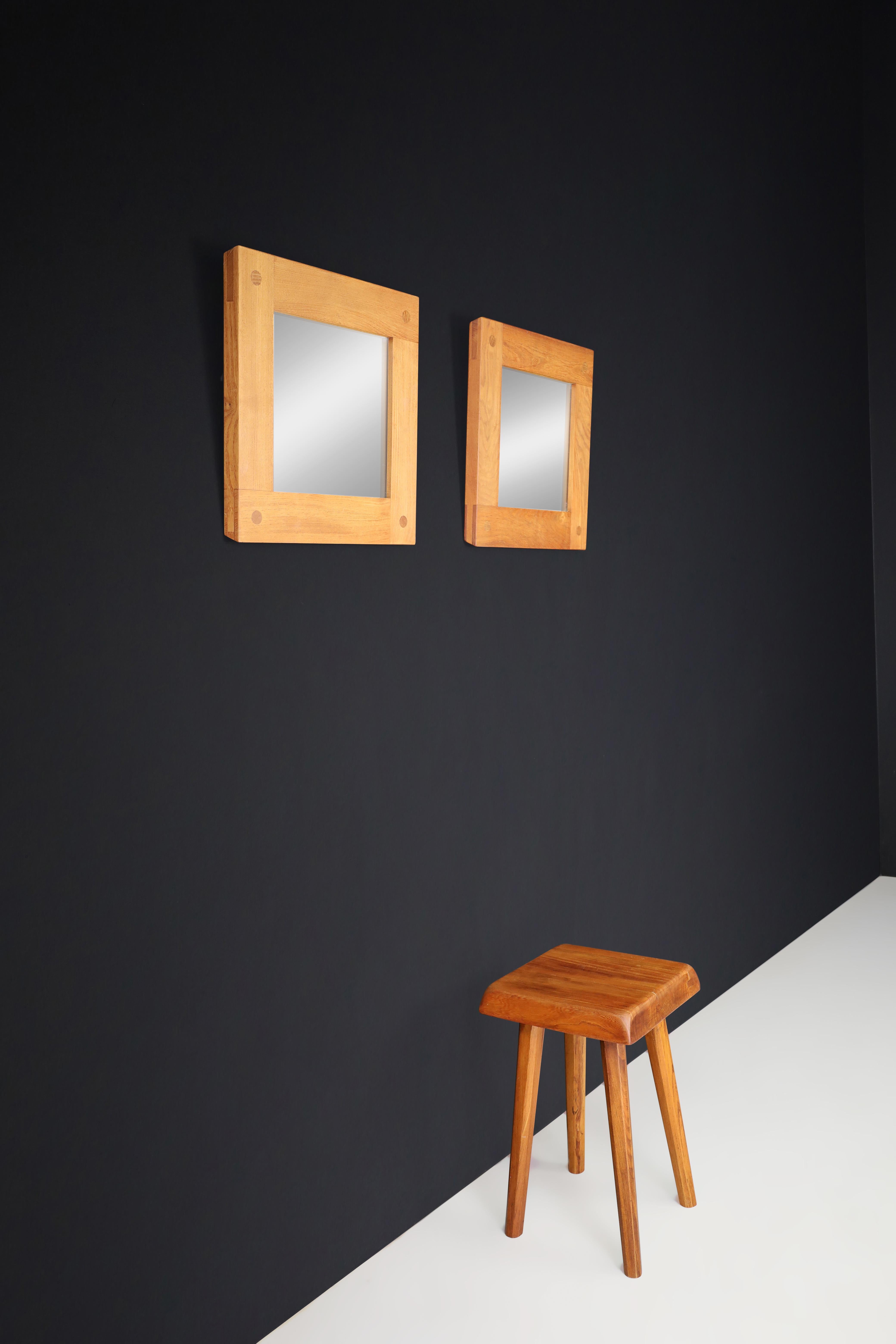 Mid Century Modern Pierre Chapo Zwei Spiegel aus Ulme, Frankreich 1970er Jahre   im Angebot 4