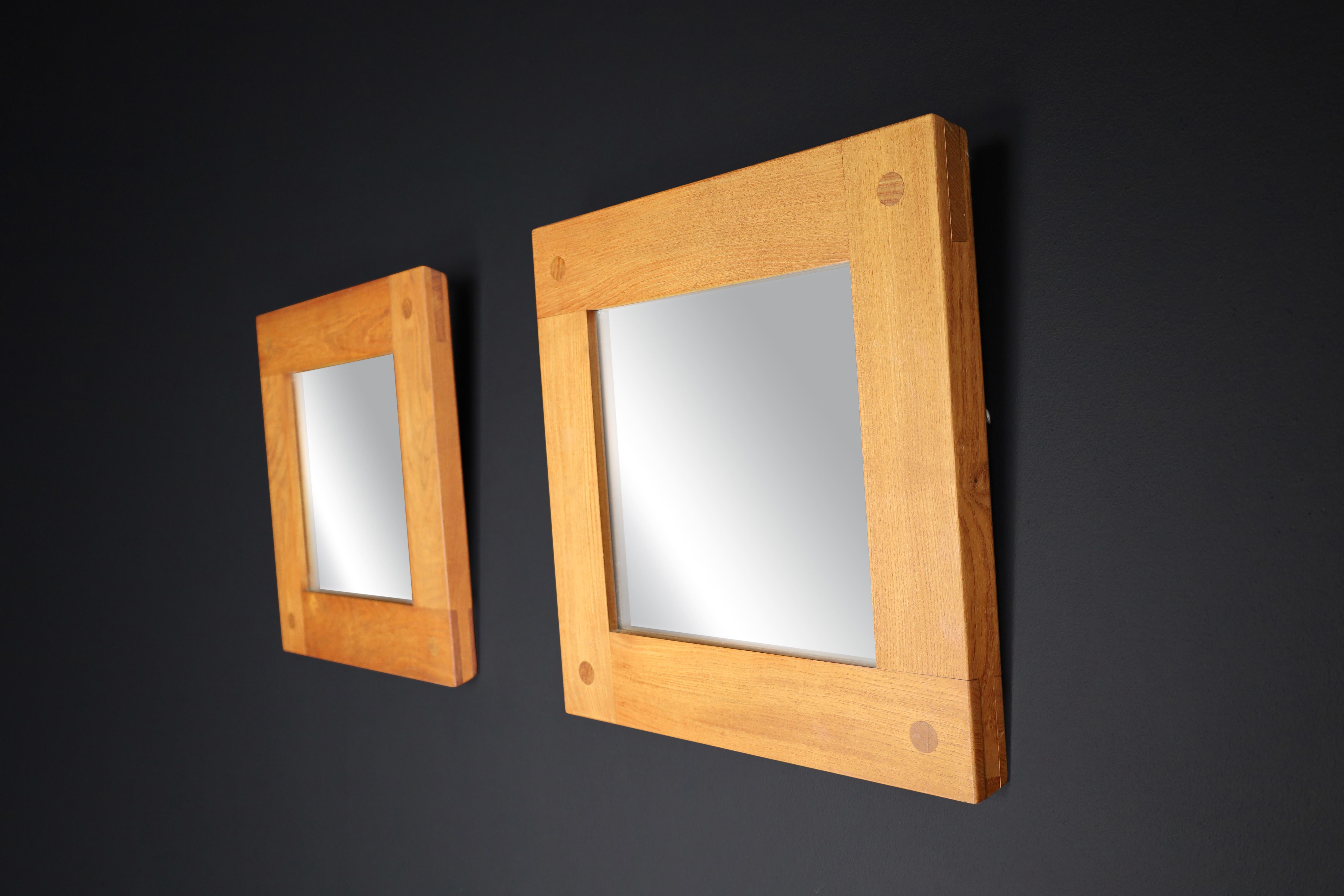Mid Century Modern Pierre Chapo Pair of two Mirrors in Elm, France 1970s   For Sale 6