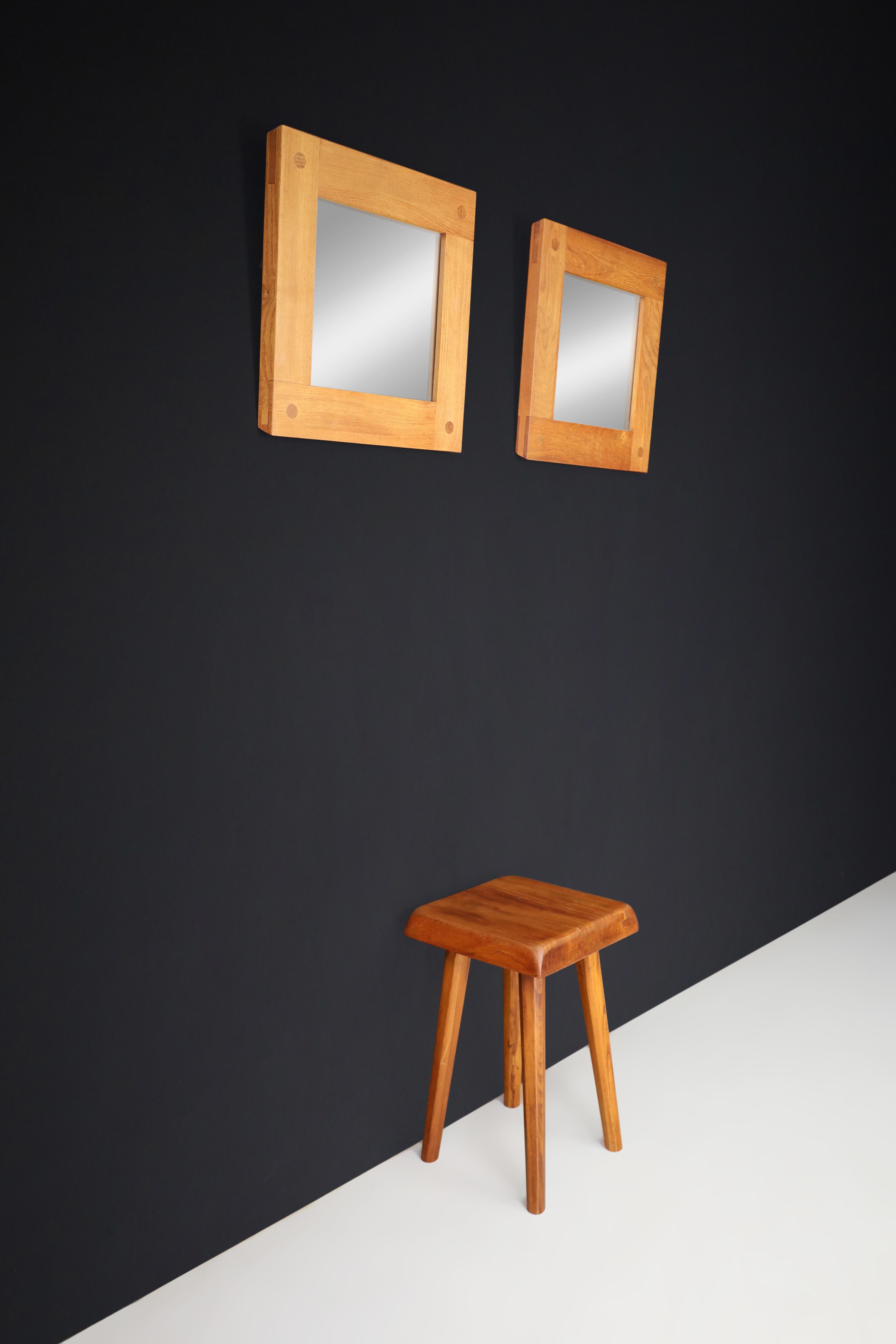 Mid Century Modern Pierre Chapo Pair of two Mirrors in Elm, France 1970s   For Sale 7