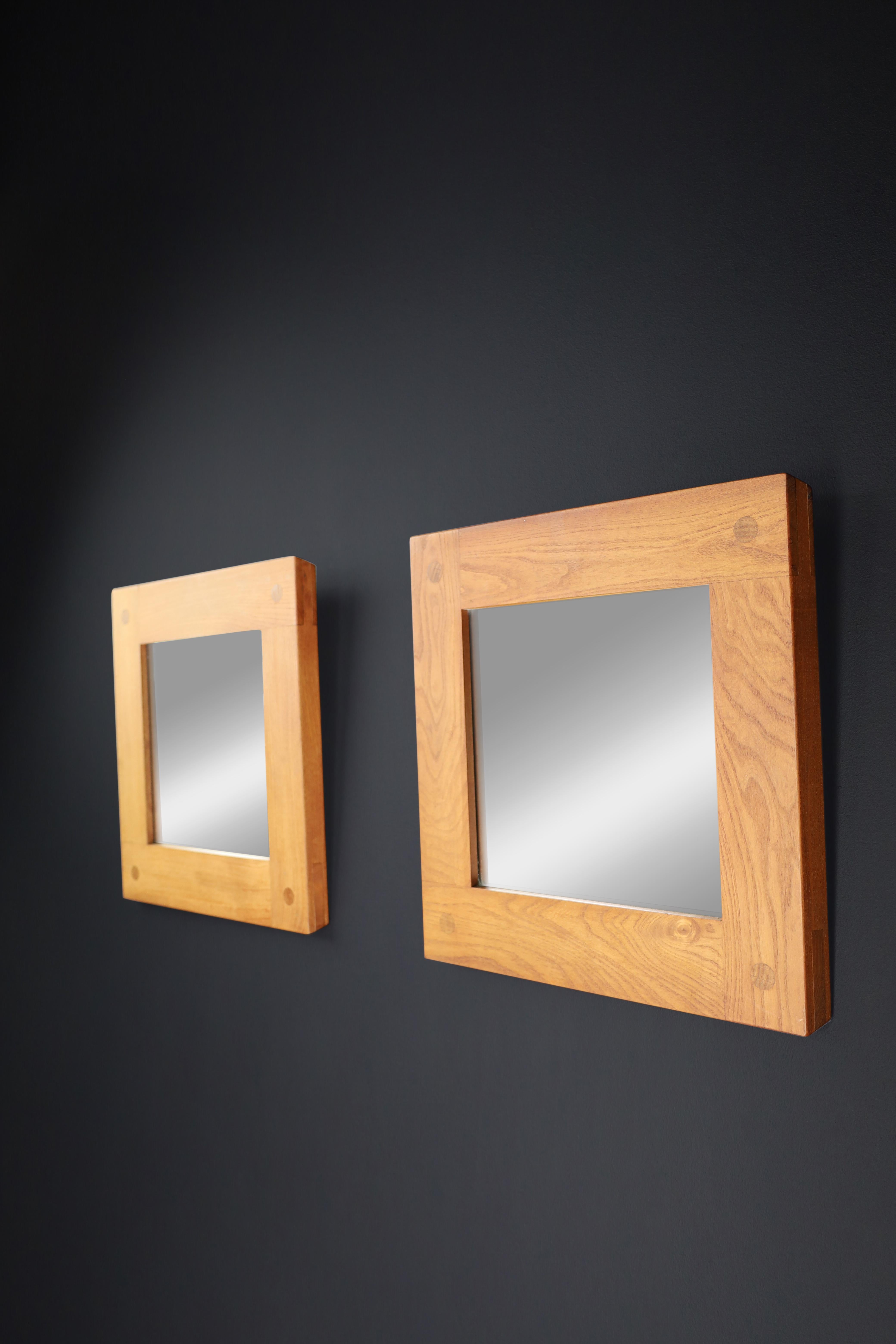 Mid Century Modern Pierre Chapo Pair of two Mirrors in Elm, France 1970s   For Sale 8