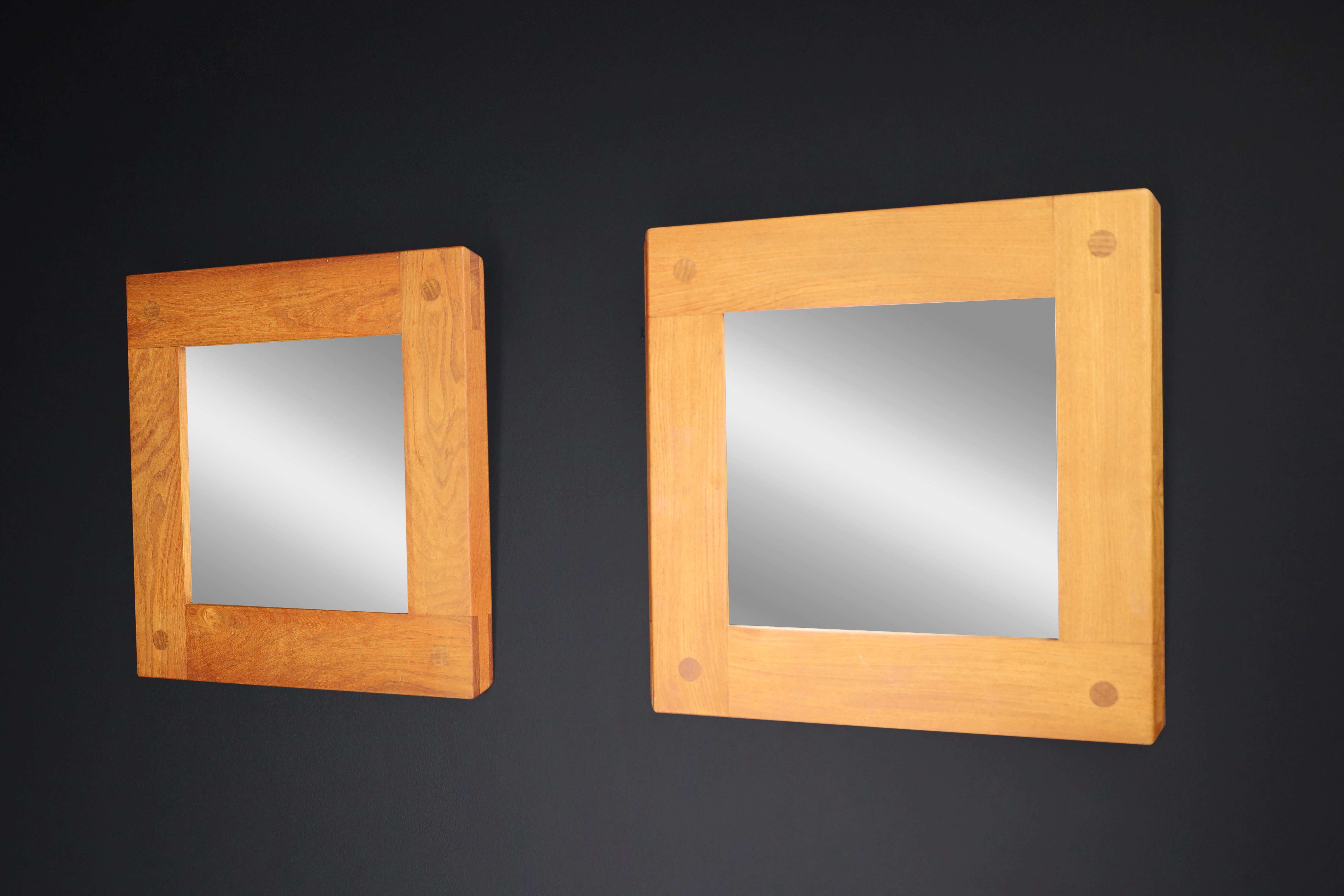 Mid Century Modern Pierre Chapo Pair of two Mirrors in Elm, France 1970s   For Sale 10