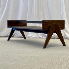 Mid-Century Modern Pierre Jeanneret Glass Coffee / Cocktail Table, France, 1960s
