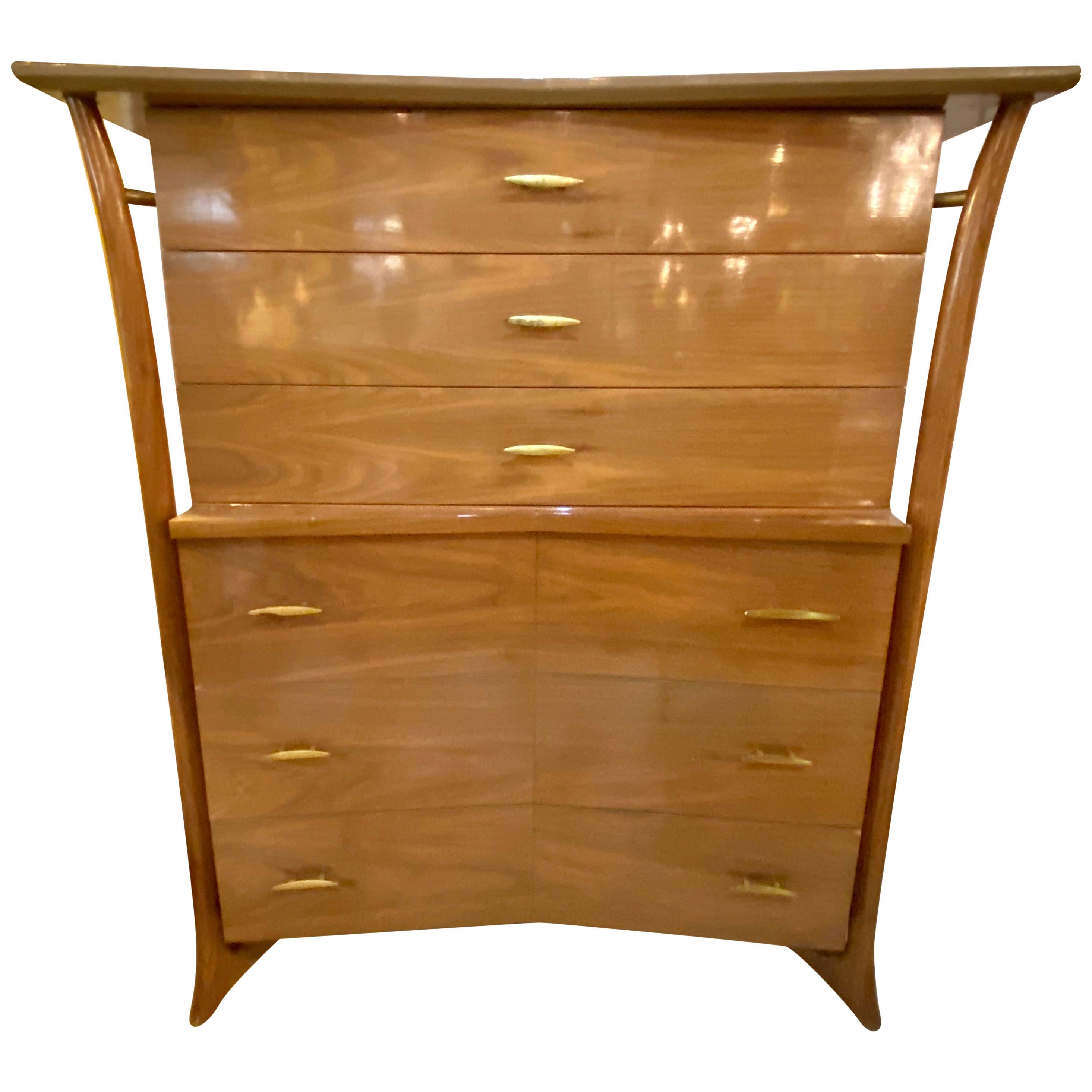 Tall CampaignStyle MidCentury Dresser at 1stdibs