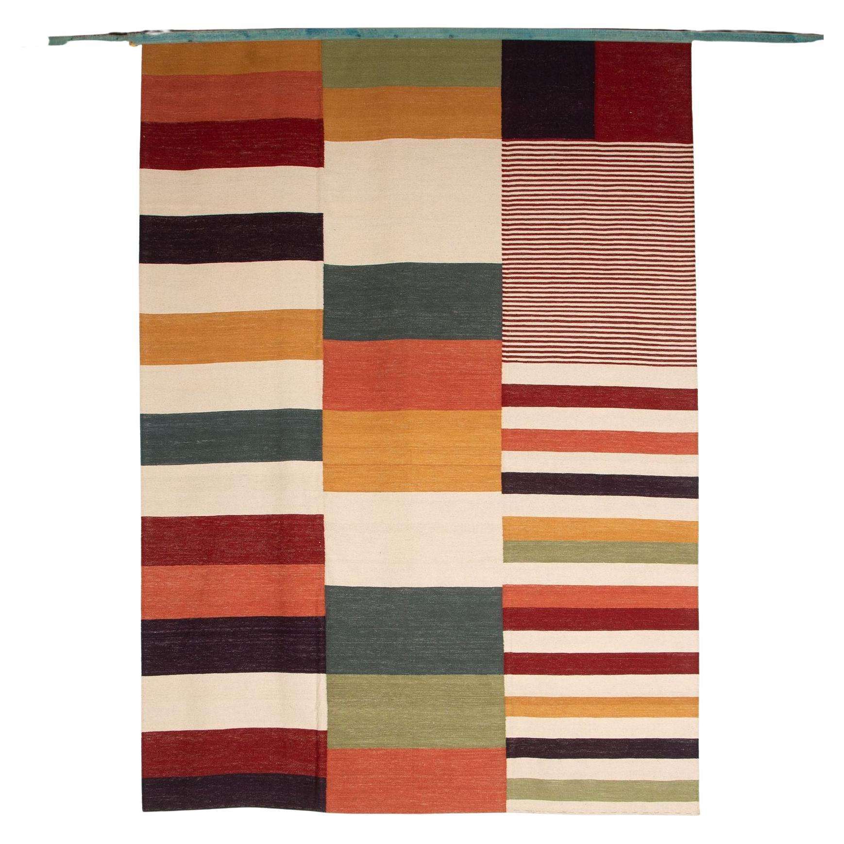 Mid-Century Modern Piet Mondrian Kilim