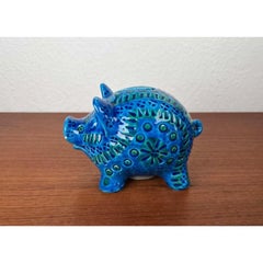 Mid-Century Modern Piggy Penny Bank Figurine by Aldo Londi for Bitossi, 1960s