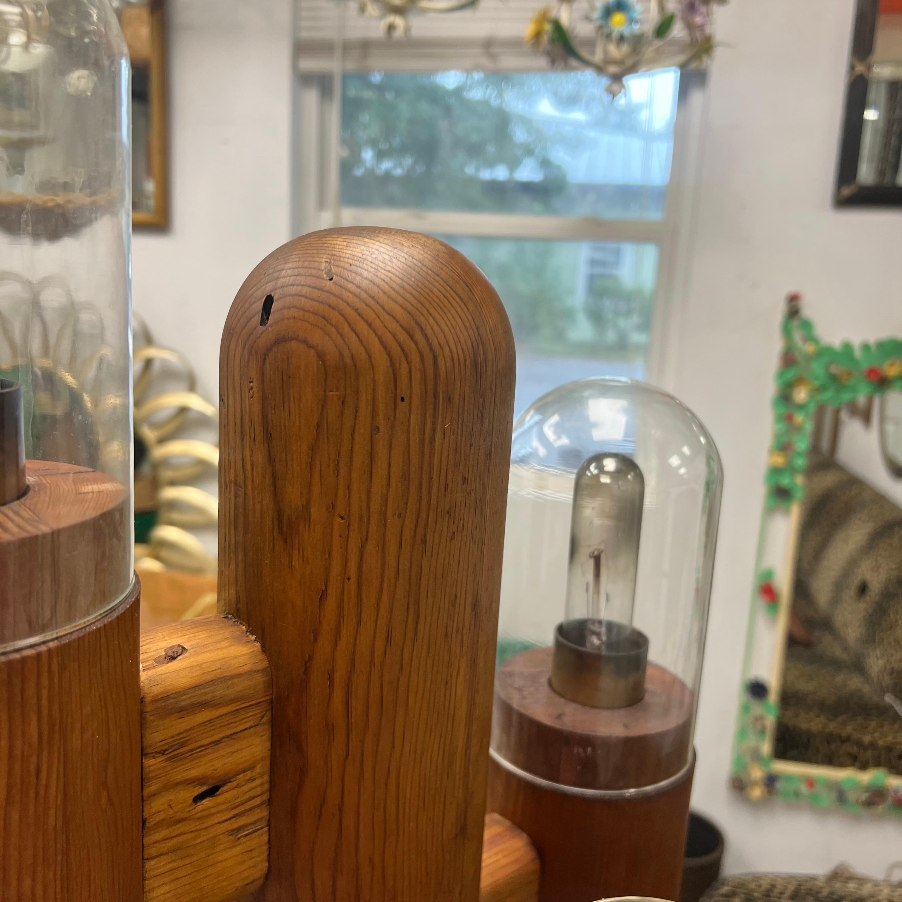 Lampada da terra a forma di cactus in legno di pino di metà secolo in vendita 11