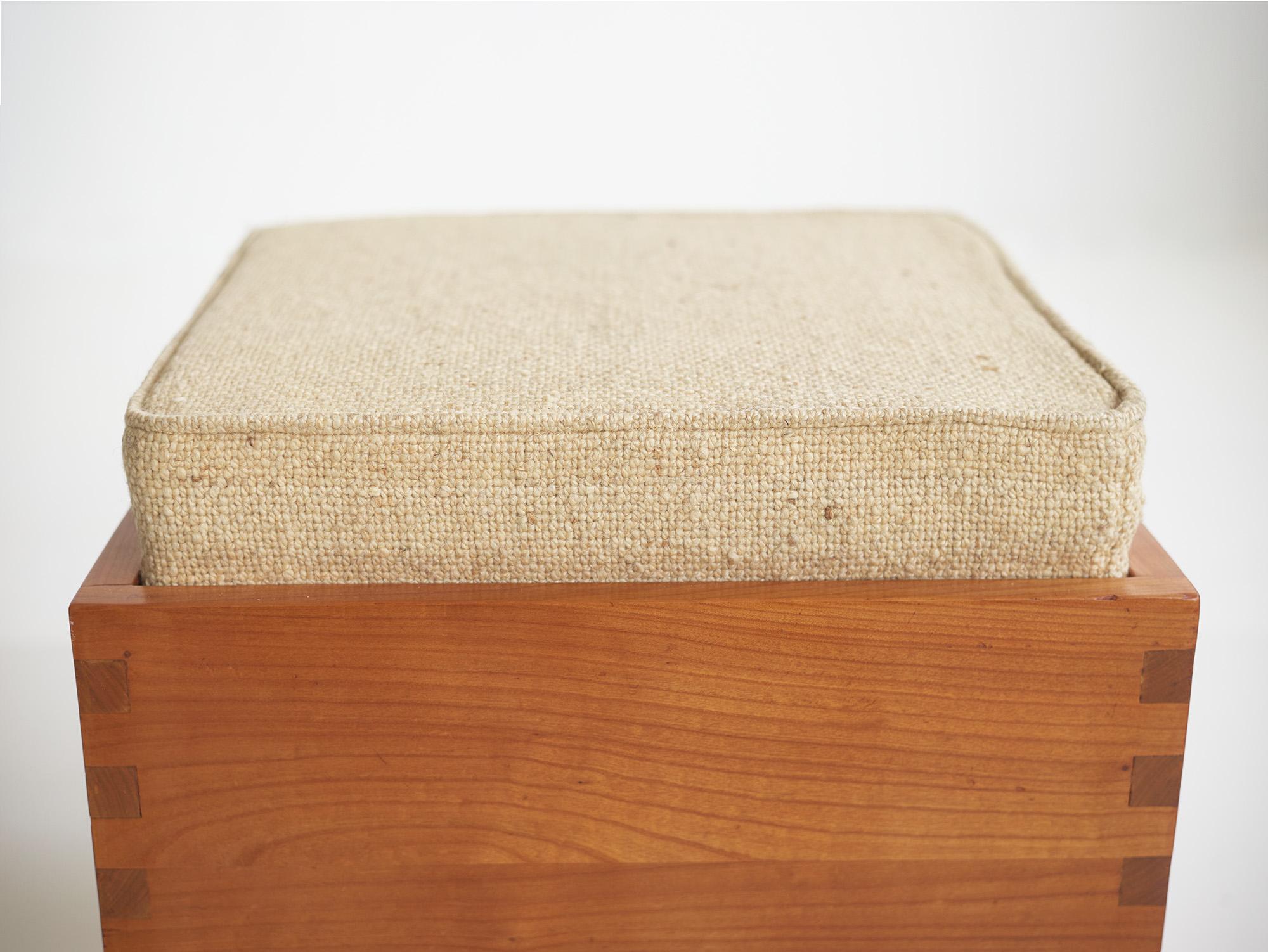 North American Mid-century modern pine stool in the style of Frank Lloyd Wright 1950