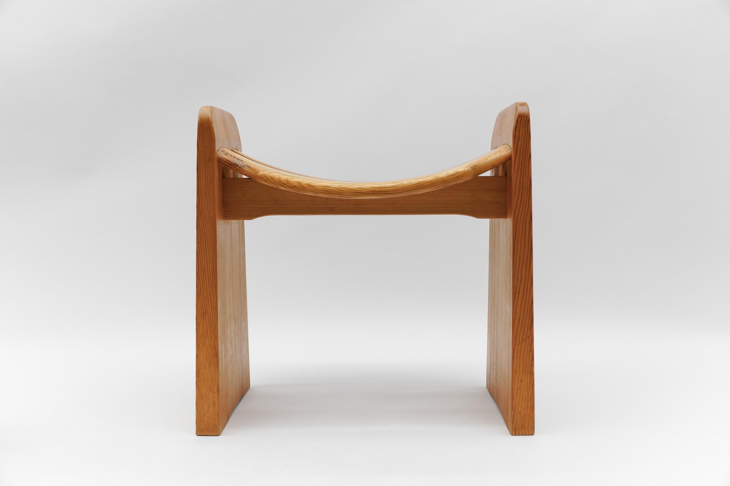 Scandinavian Modern Mid-Century Modern Pine Wood Stool by Gilbert Marklund for Furusnickarn AB For Sale