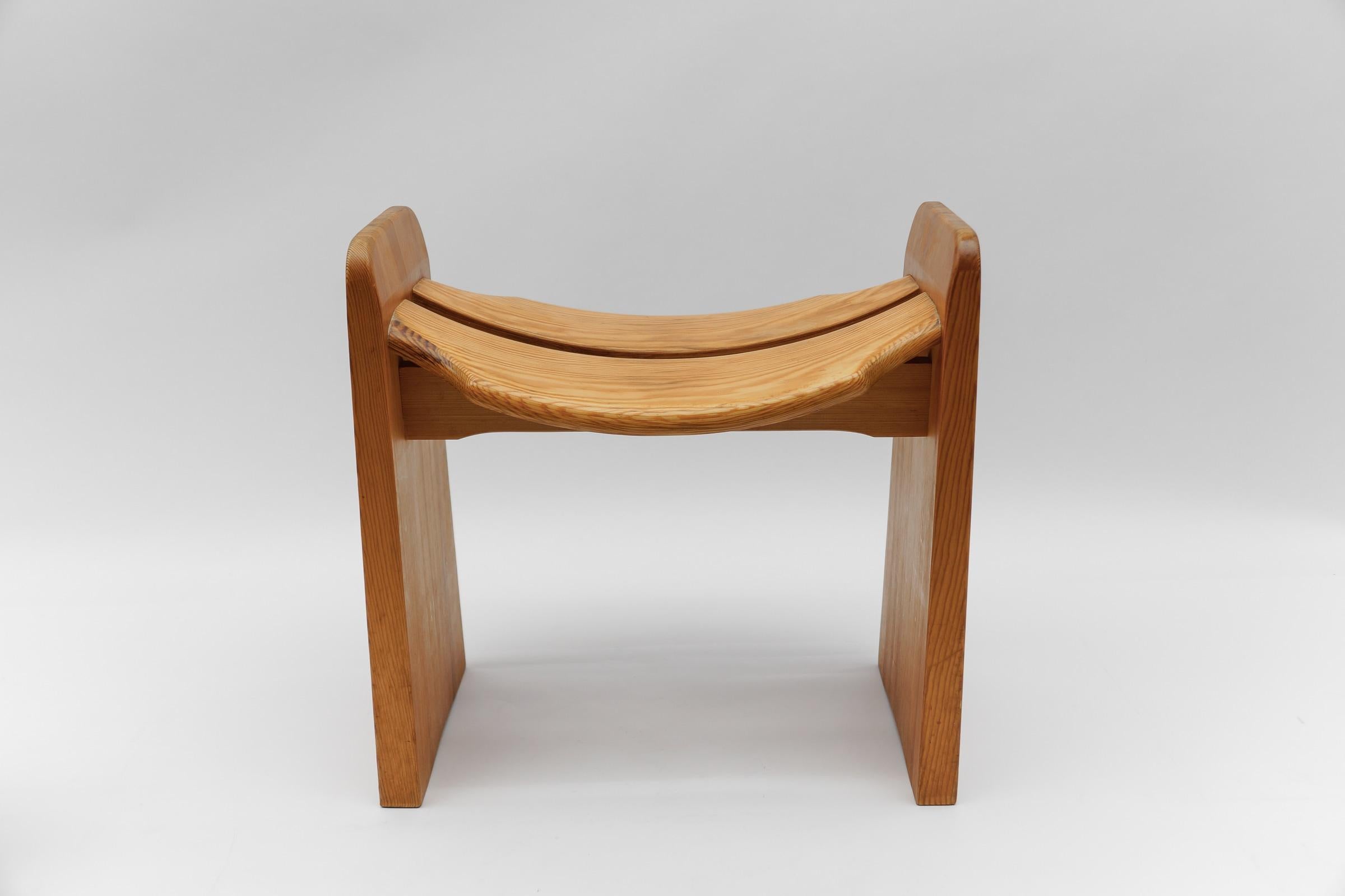 Swedish Mid-Century Modern Pine Wood Stool by Gilbert Marklund for Furusnickarn AB For Sale