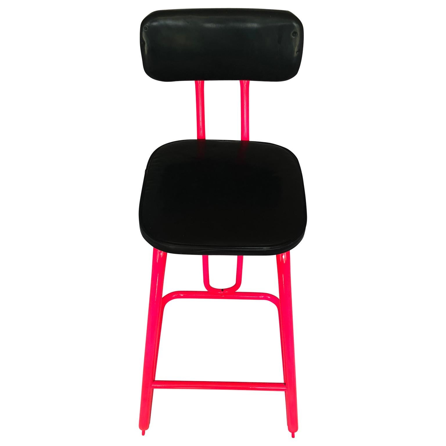 American Mid-Century Modern Pink Bar Stool By Daystrom And Knoll For Sale