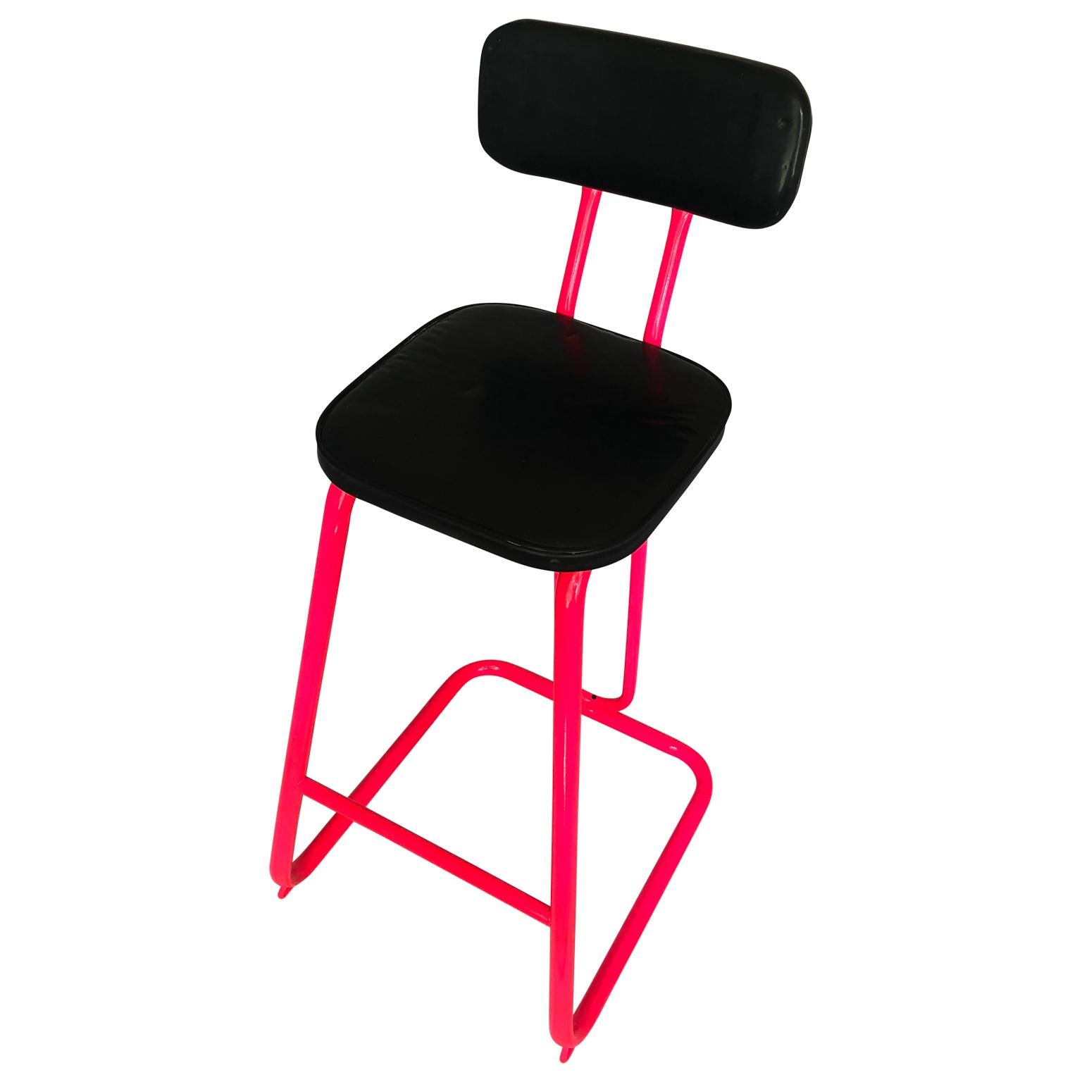 American Mid-Century Modern Pink Bar Stool by Daystrom & Knoll