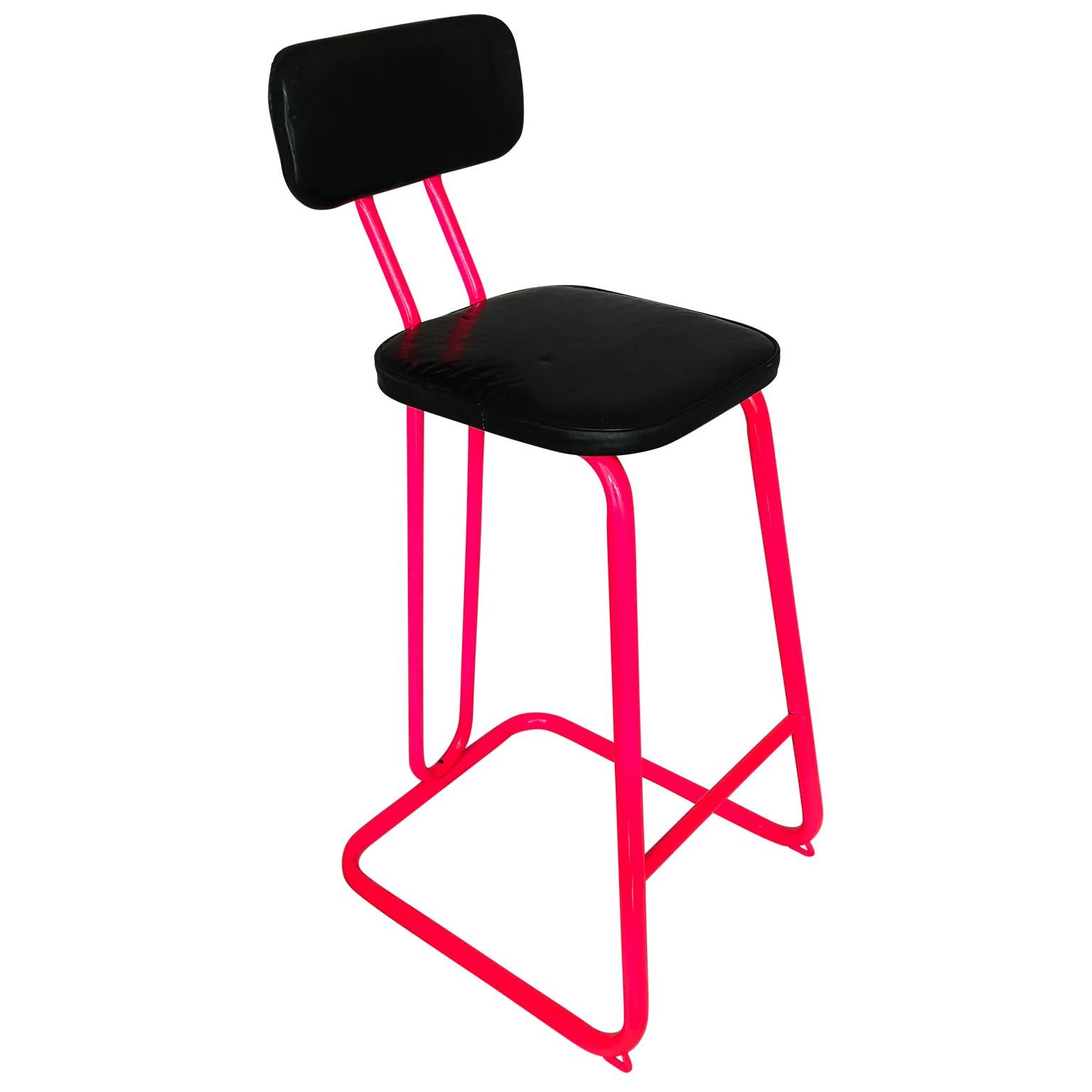 Powder-Coated Mid-Century Modern Pink Bar Stool by Daystrom & Knoll