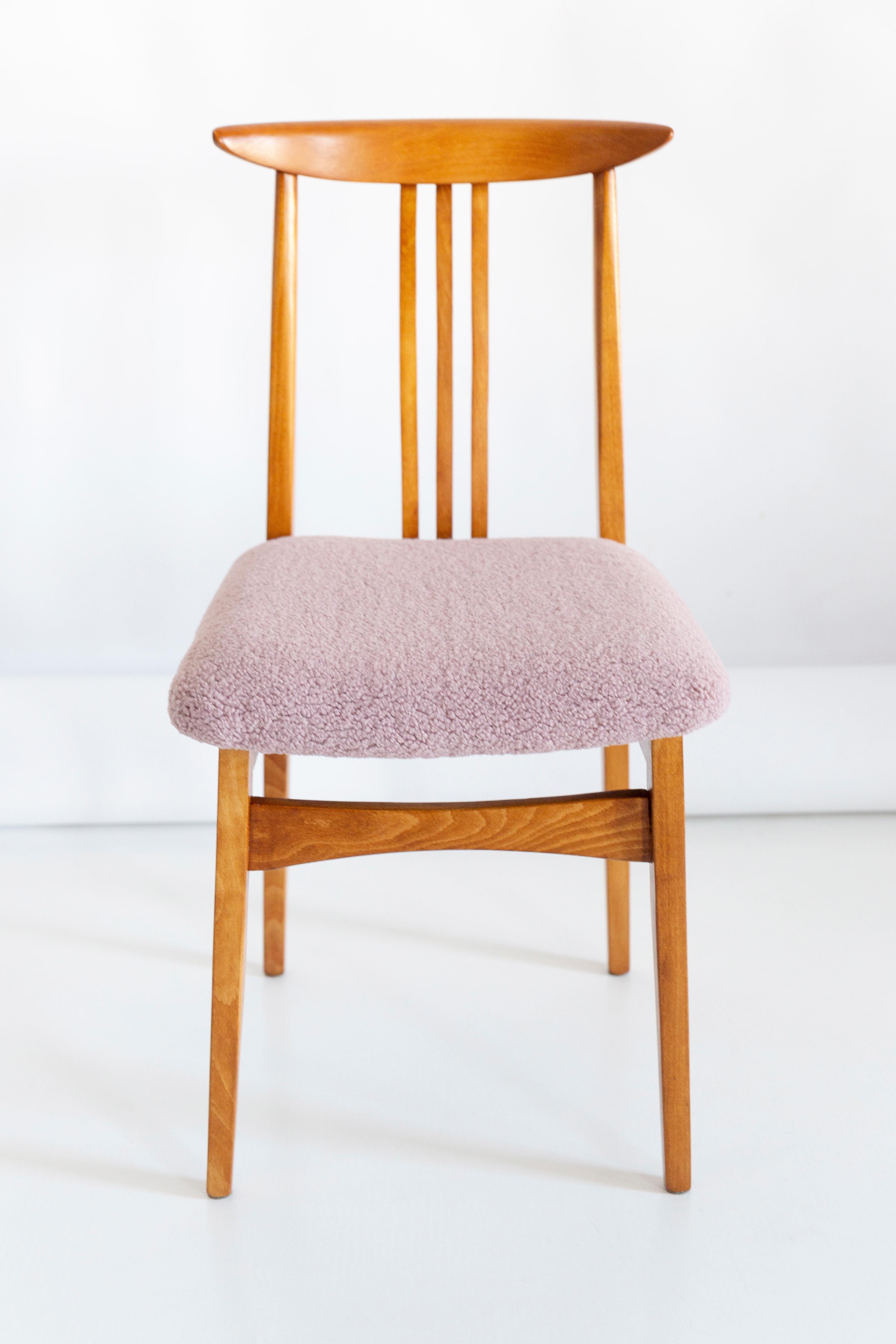 Mid-Century Modern Pink Boucle Chair, Designed by M. Zielinski, Europe, 1960s For Sale 5