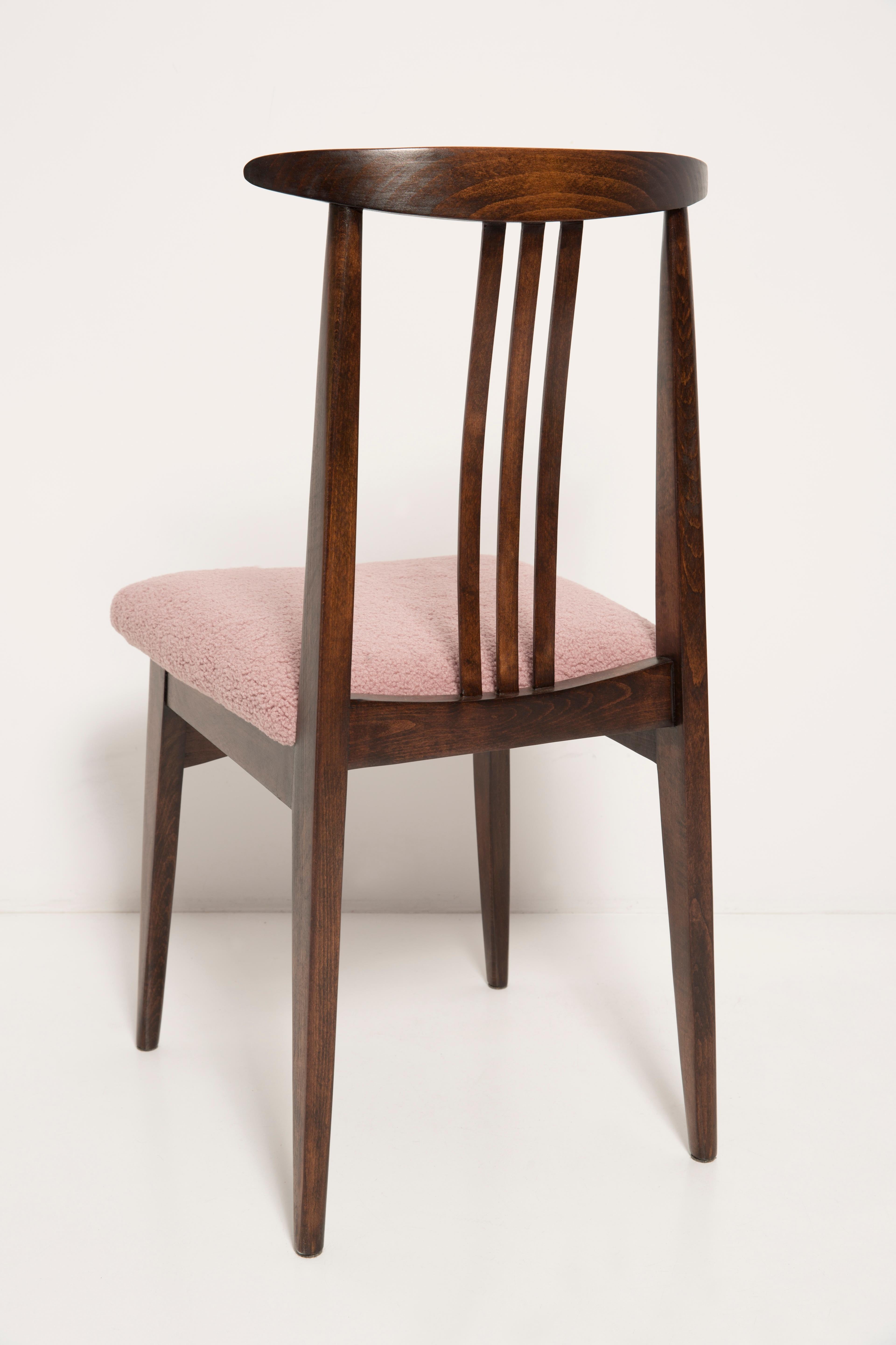 20th Century Mid-Century Modern Pink Boucle Chair, Designed by M. Zielinski, Europe, 1960s For Sale