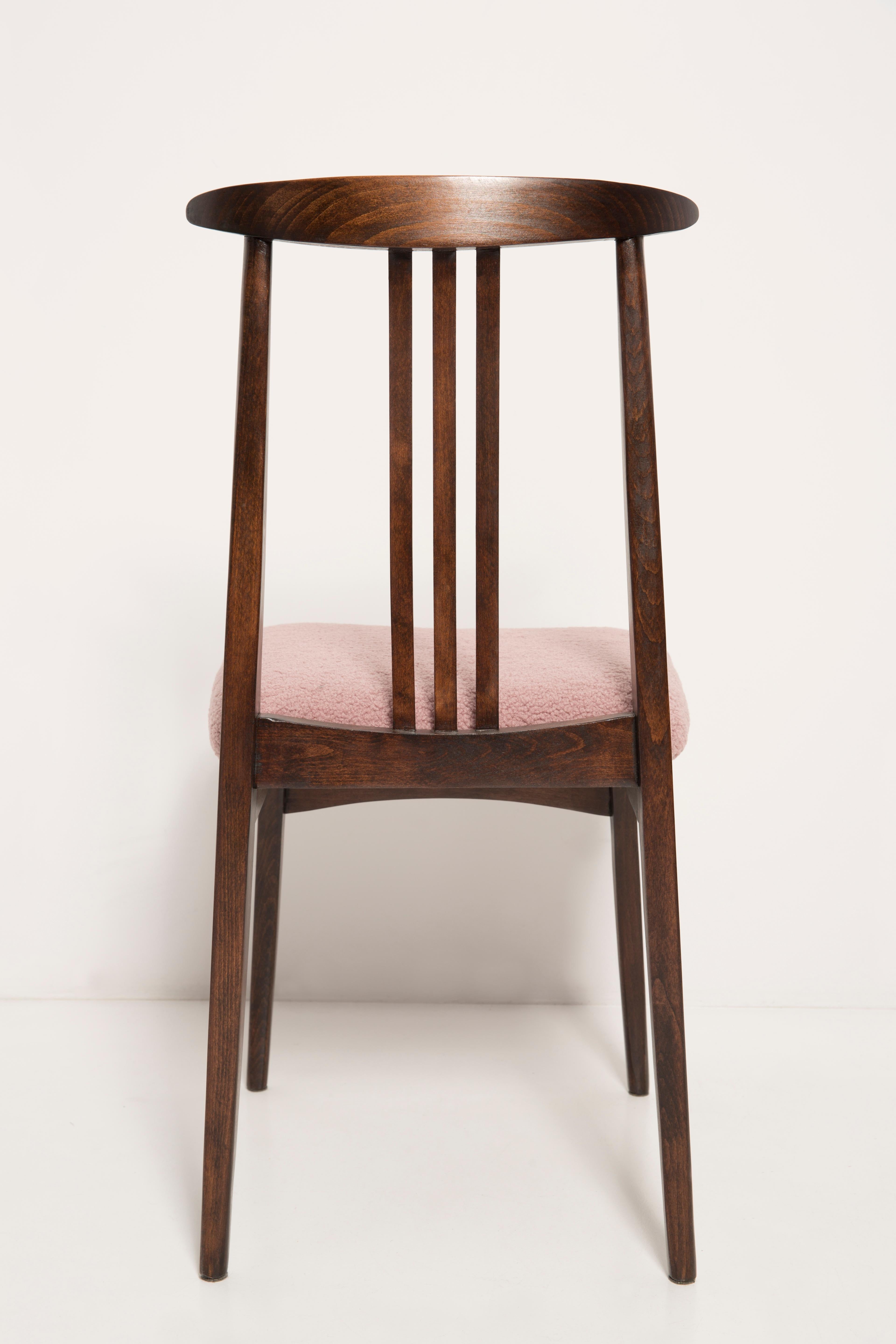Velvet Mid-Century Modern Pink Boucle Chair, Designed by M. Zielinski, Europe, 1960s For Sale