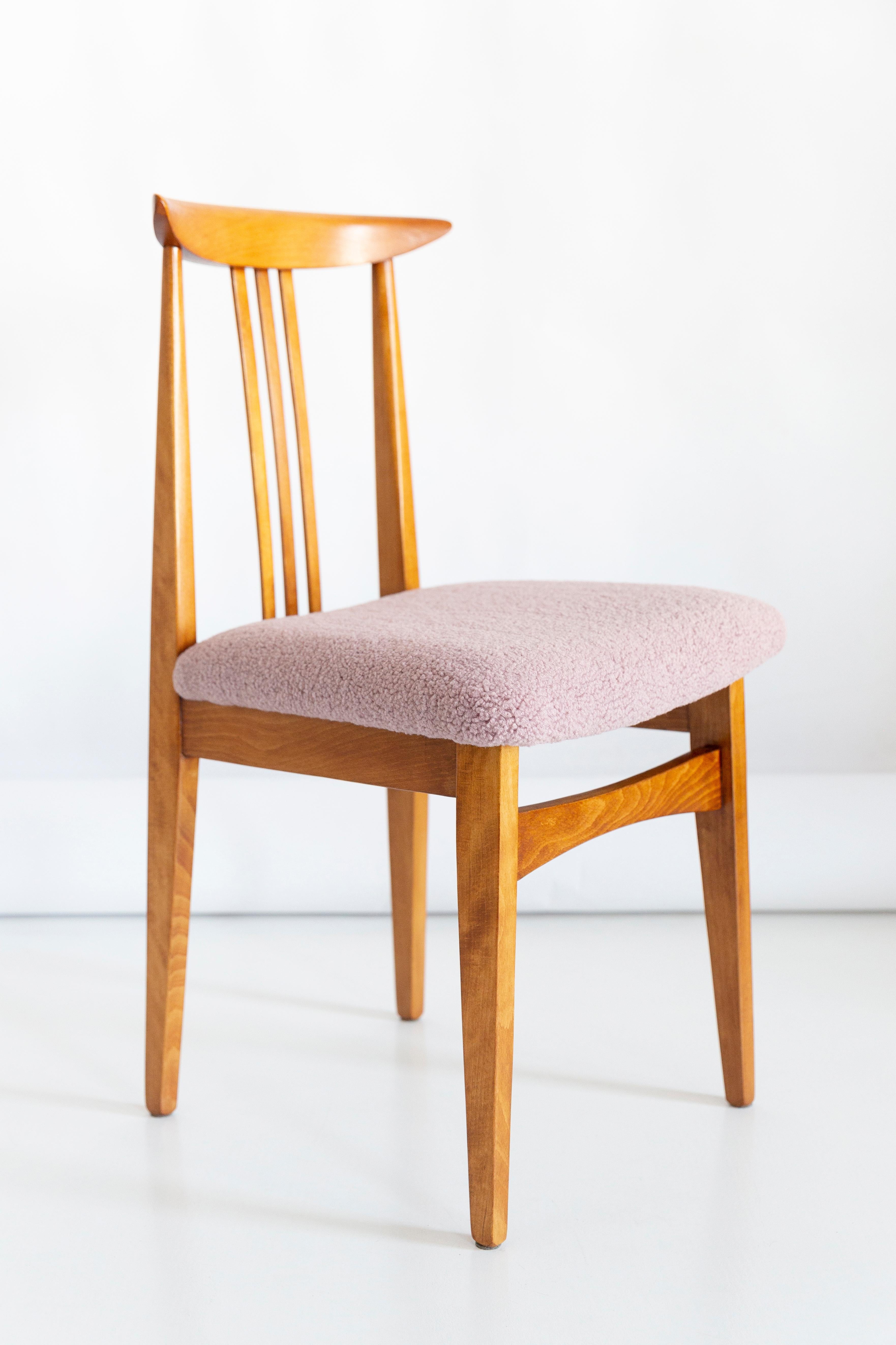 Mid-Century Modern Pink Boucle Chair, Designed by M. Zielinski, Europe, 1960s For Sale 2