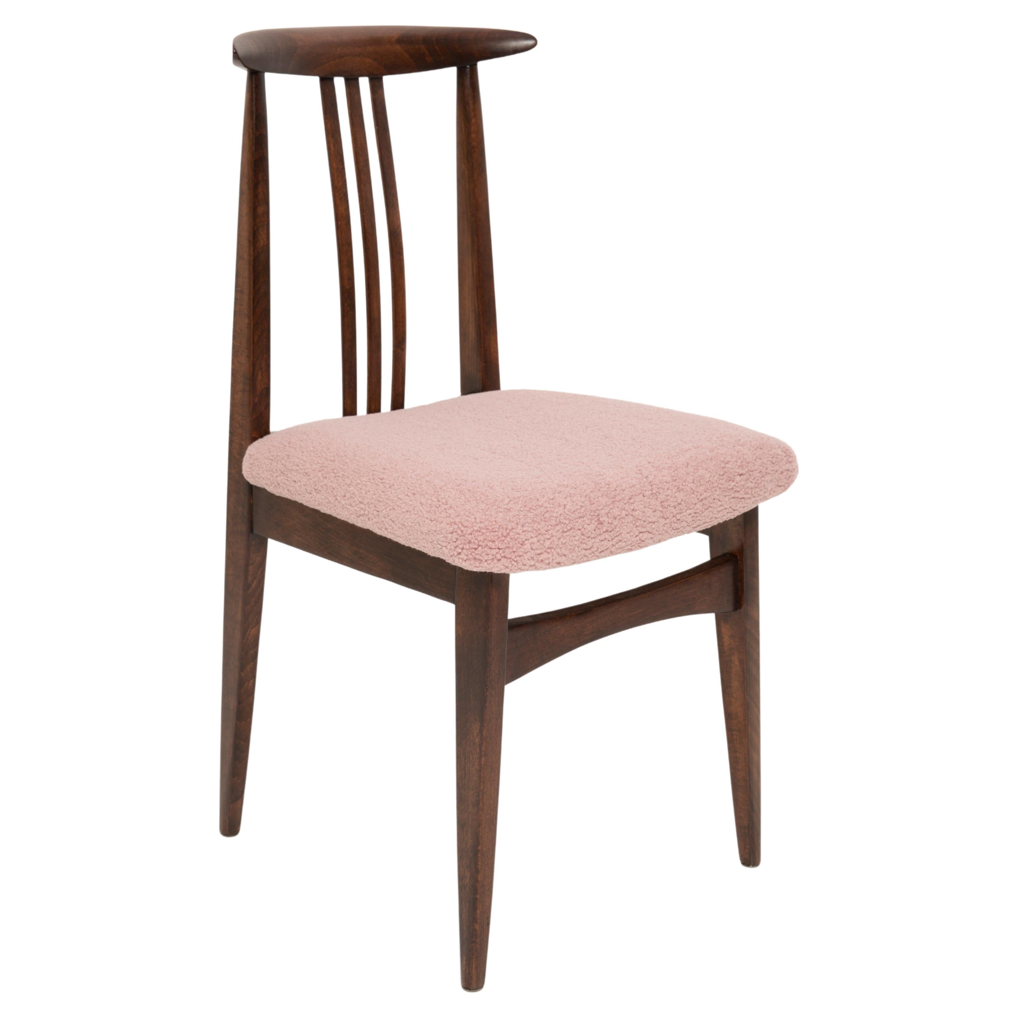 Mid-Century Modern Pink Boucle Chair, Designed by M. Zielinski, Europe, 1960s For Sale