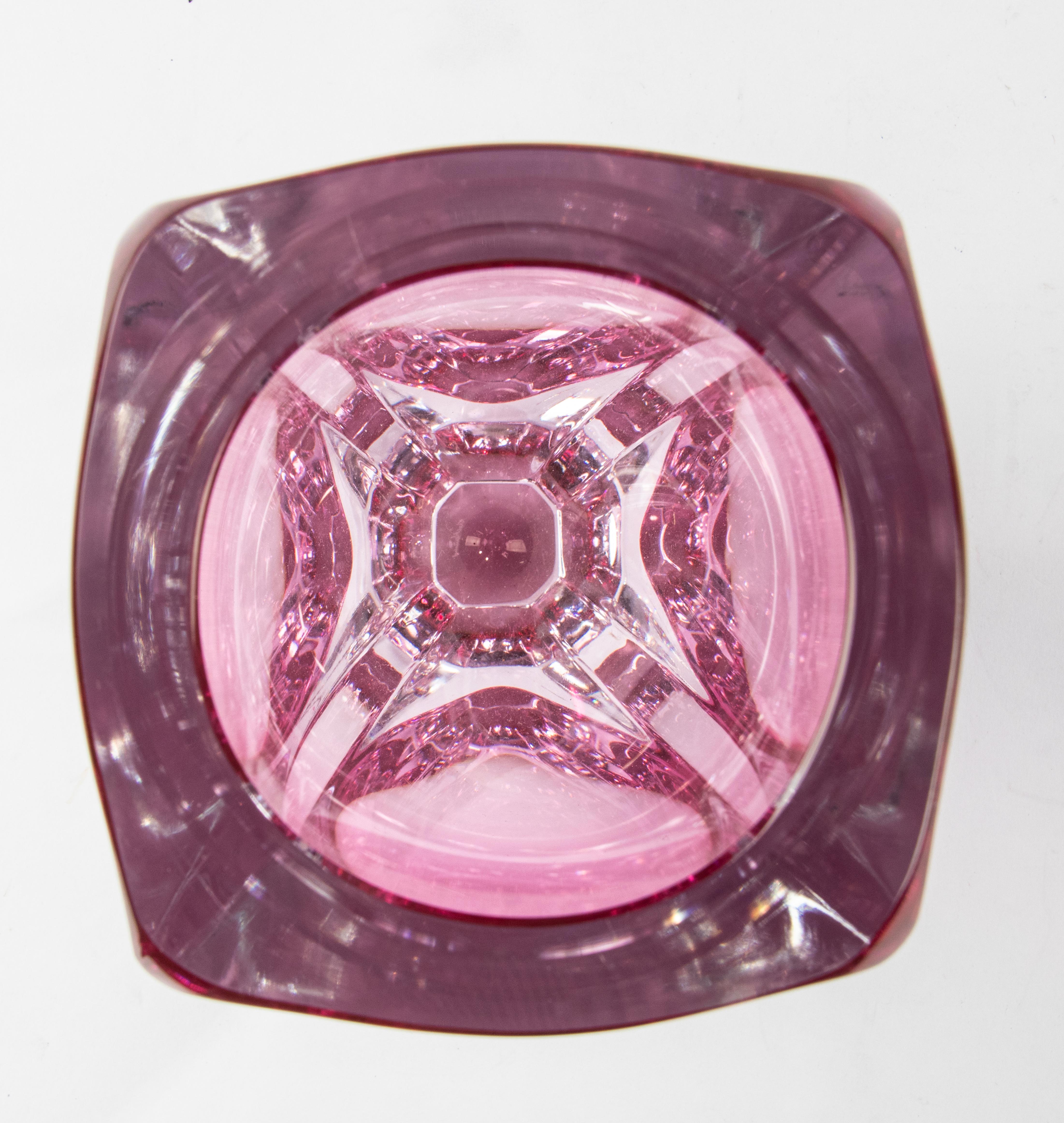 Moderne rosa Kristallvase aus der Mitte des Jahrhunderts – Val Saint Lambert  im Angebot 4