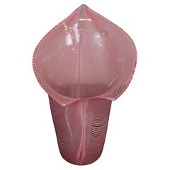 Moderne rosa filigrana murano-Glasvase venini aus der Mitte des Jahrhunderts, Italien, 1989