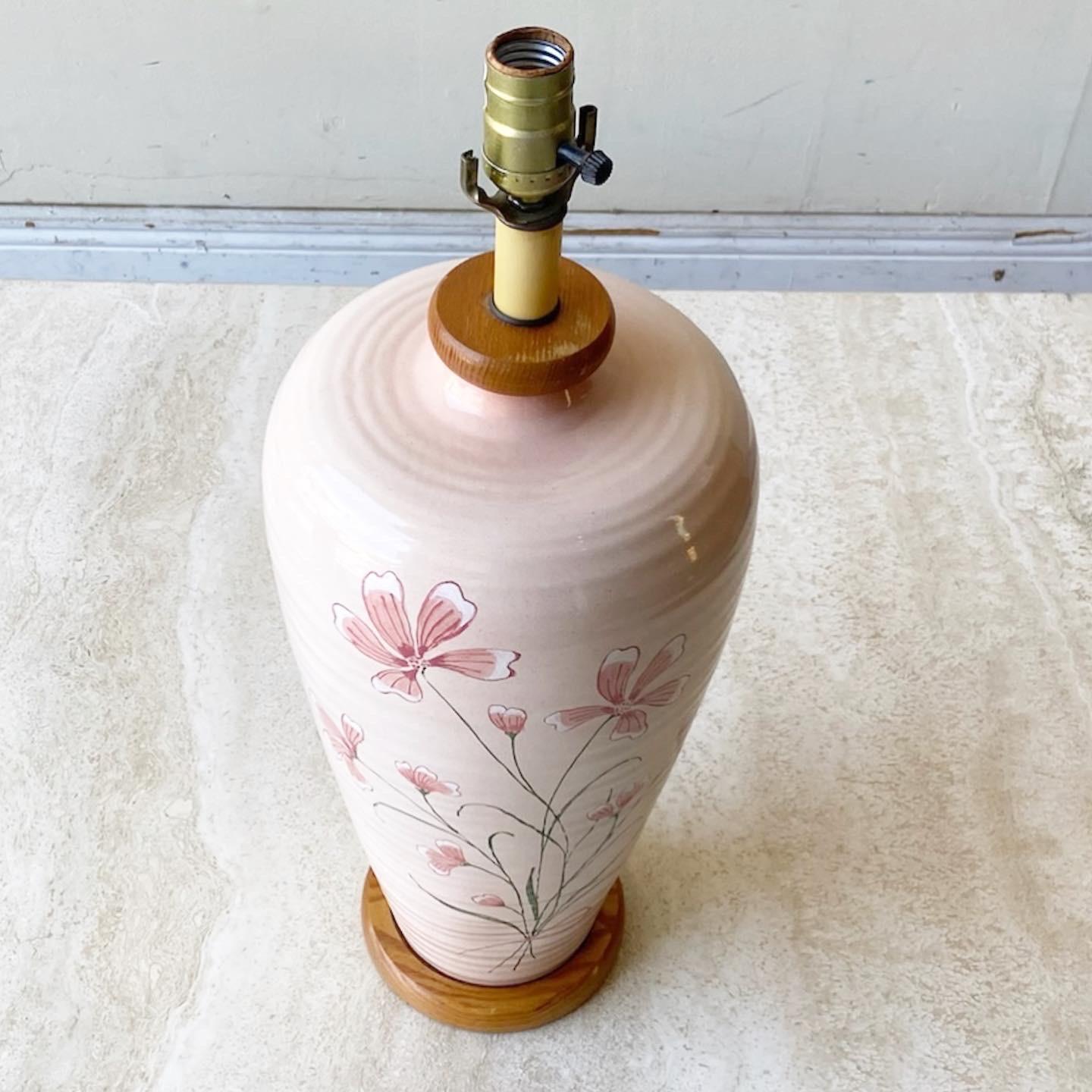 Lámpara de Sobremesa Floral Rosa Moderna de Mitad de Siglo en venta 1