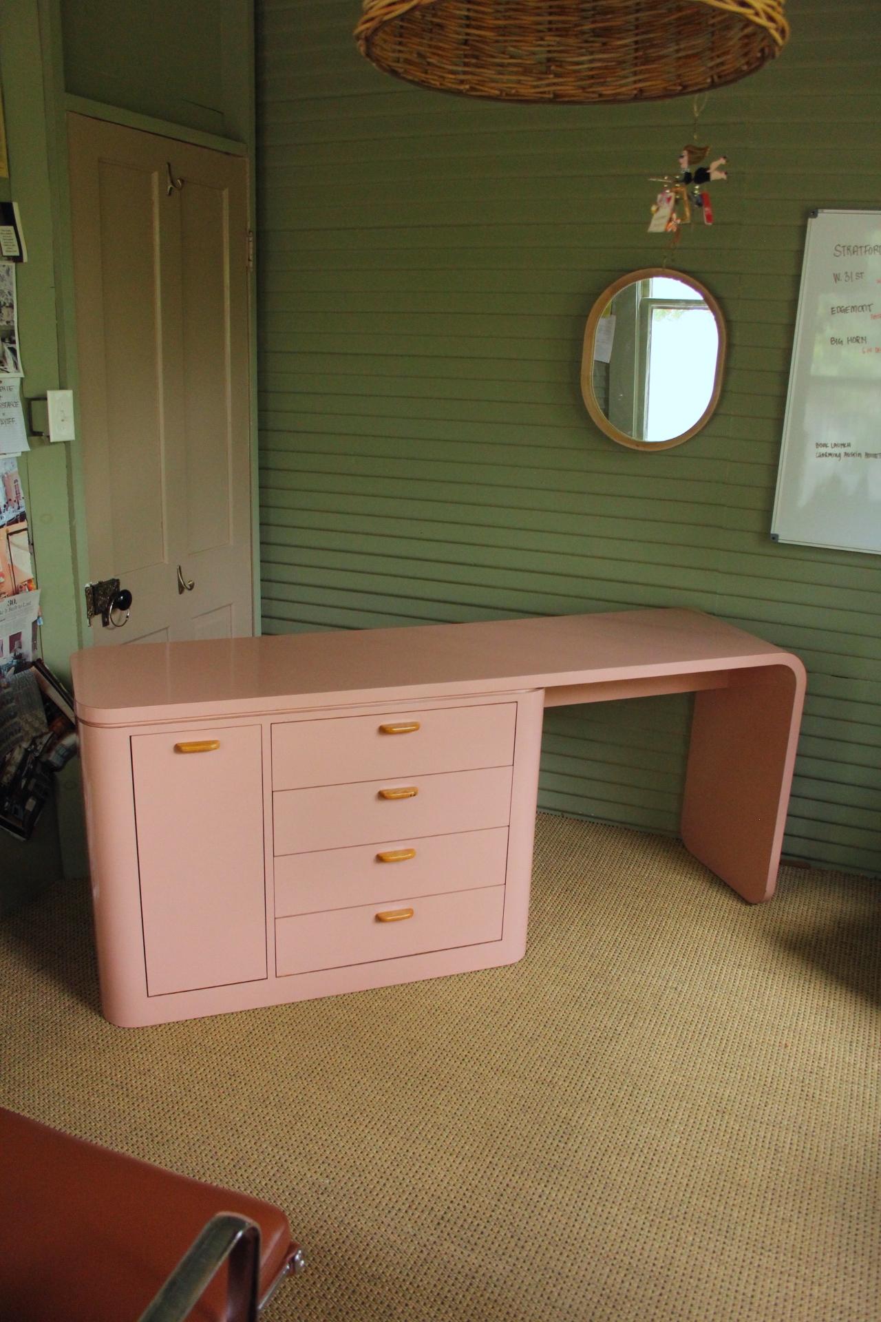 shallow desk with drawers