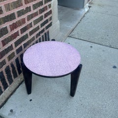 Mid-Century Modern Pink Laminate Side Table with Wooden Legs