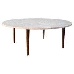 Newly Refinished - Mid-Century Modern Pink Marble Top Coffee Table