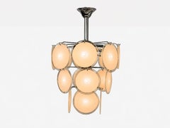 Mid-Century Modern, Pink Murano Glass, Chrome, Pendant Light, 1960s