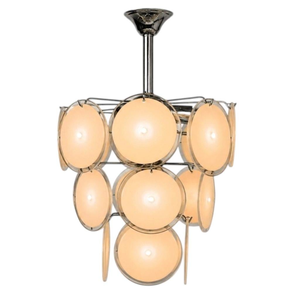 Mid-Century Modern, Pink Murano Glass, Chrome, Pendant Light, 1960s