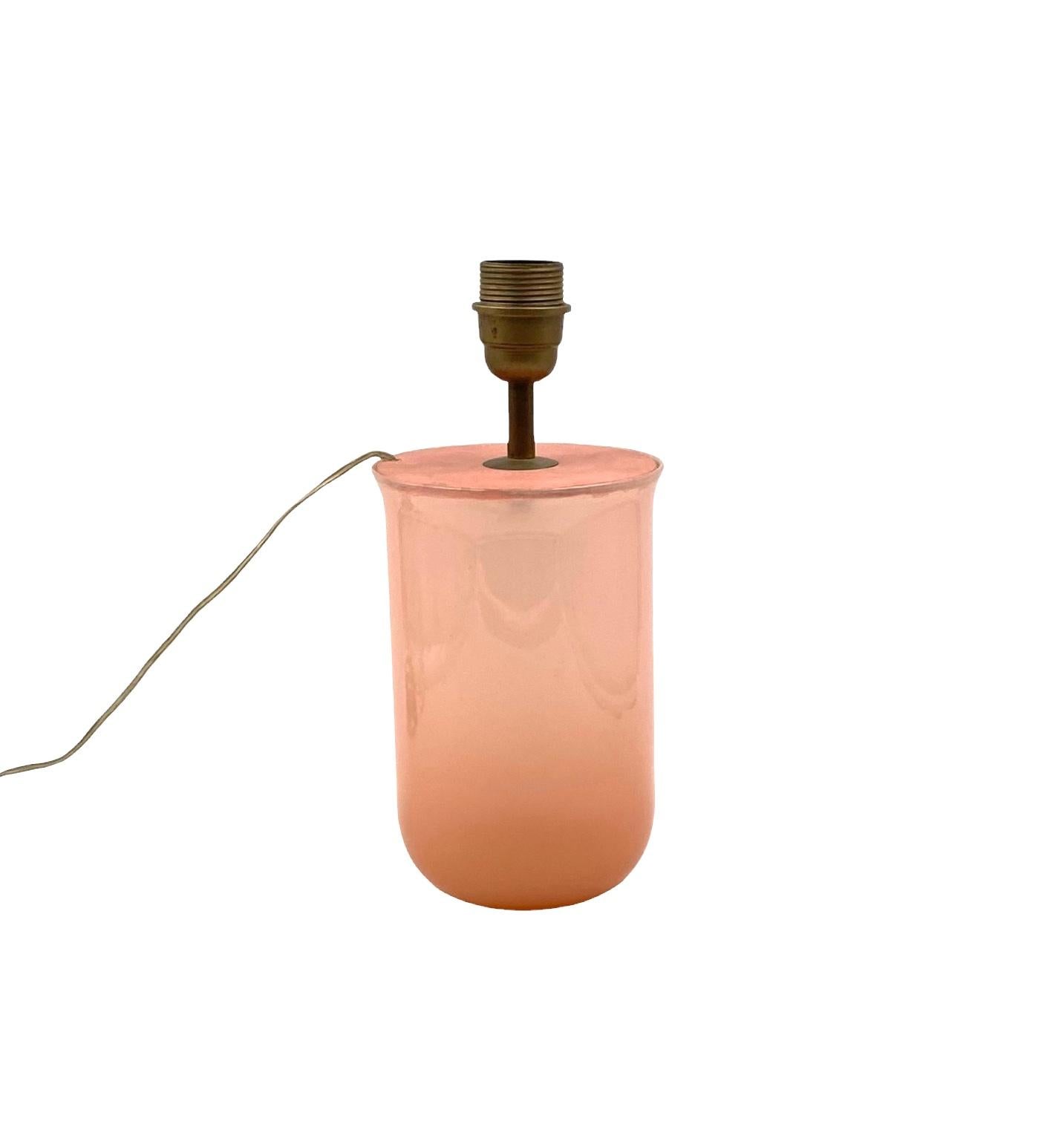 Mid-Century Modern Mid-century modern pink Murano glass table lamp base, Italy, 1950s For Sale