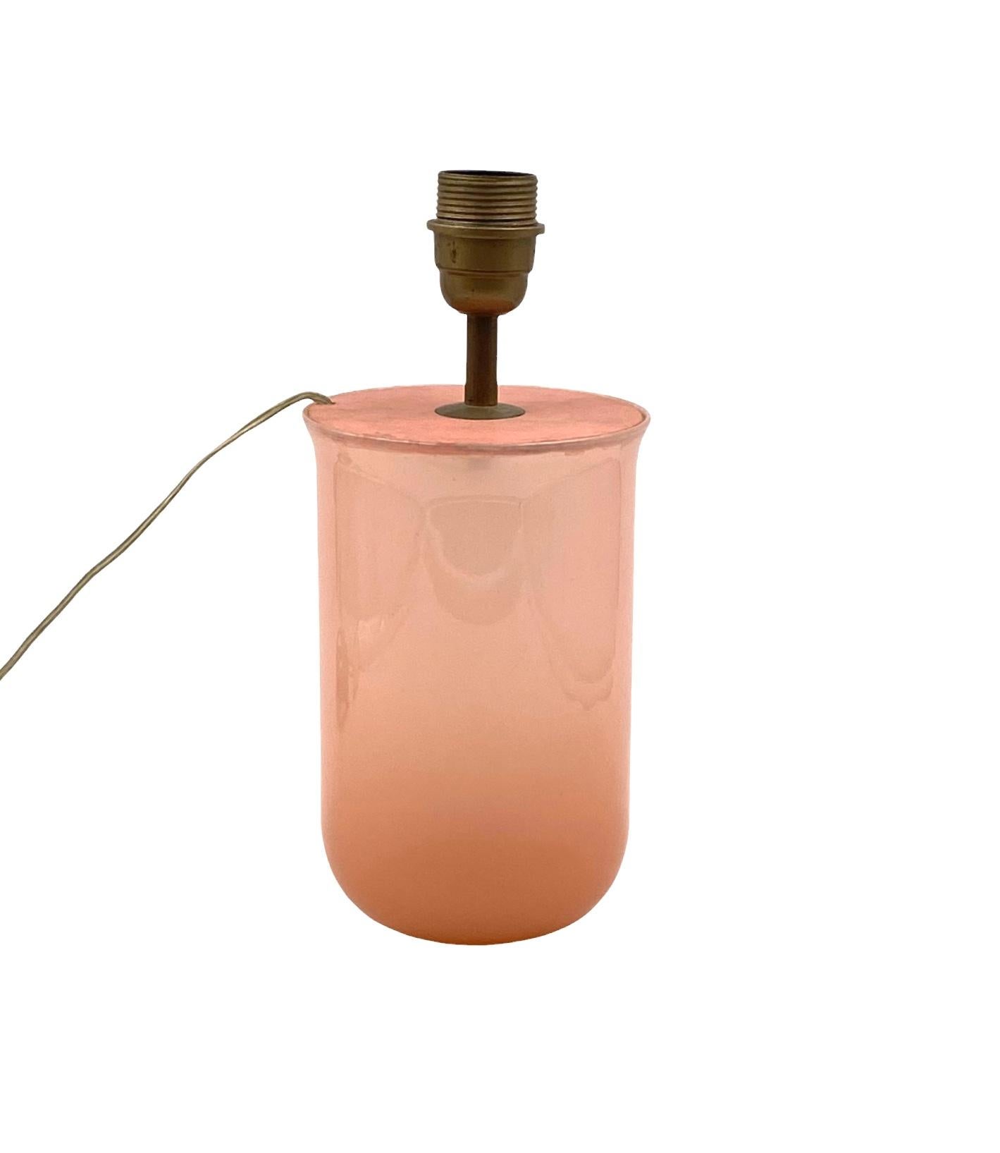 Italian Mid-century modern pink Murano glass table lamp base, Italy, 1950s For Sale