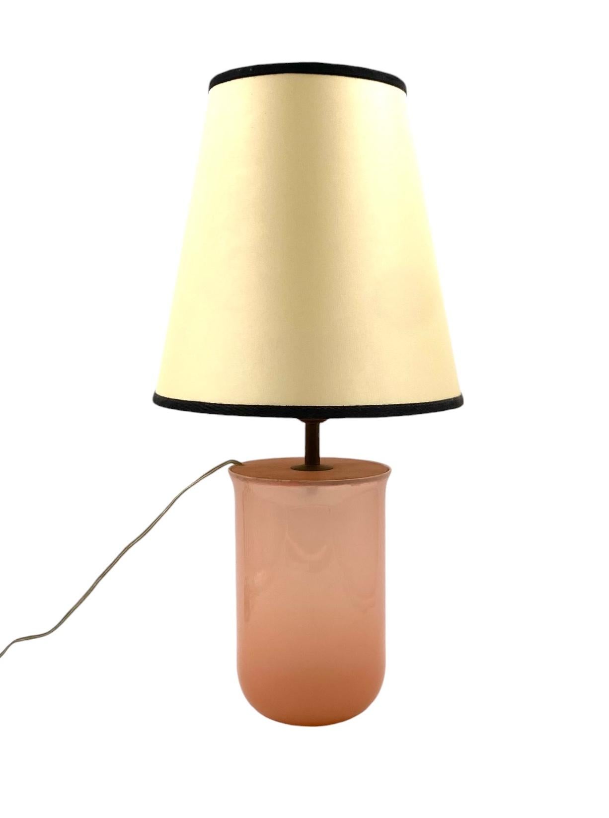 Murano Glass Mid-century modern pink Murano glass table lamp base, Italy, 1950s For Sale