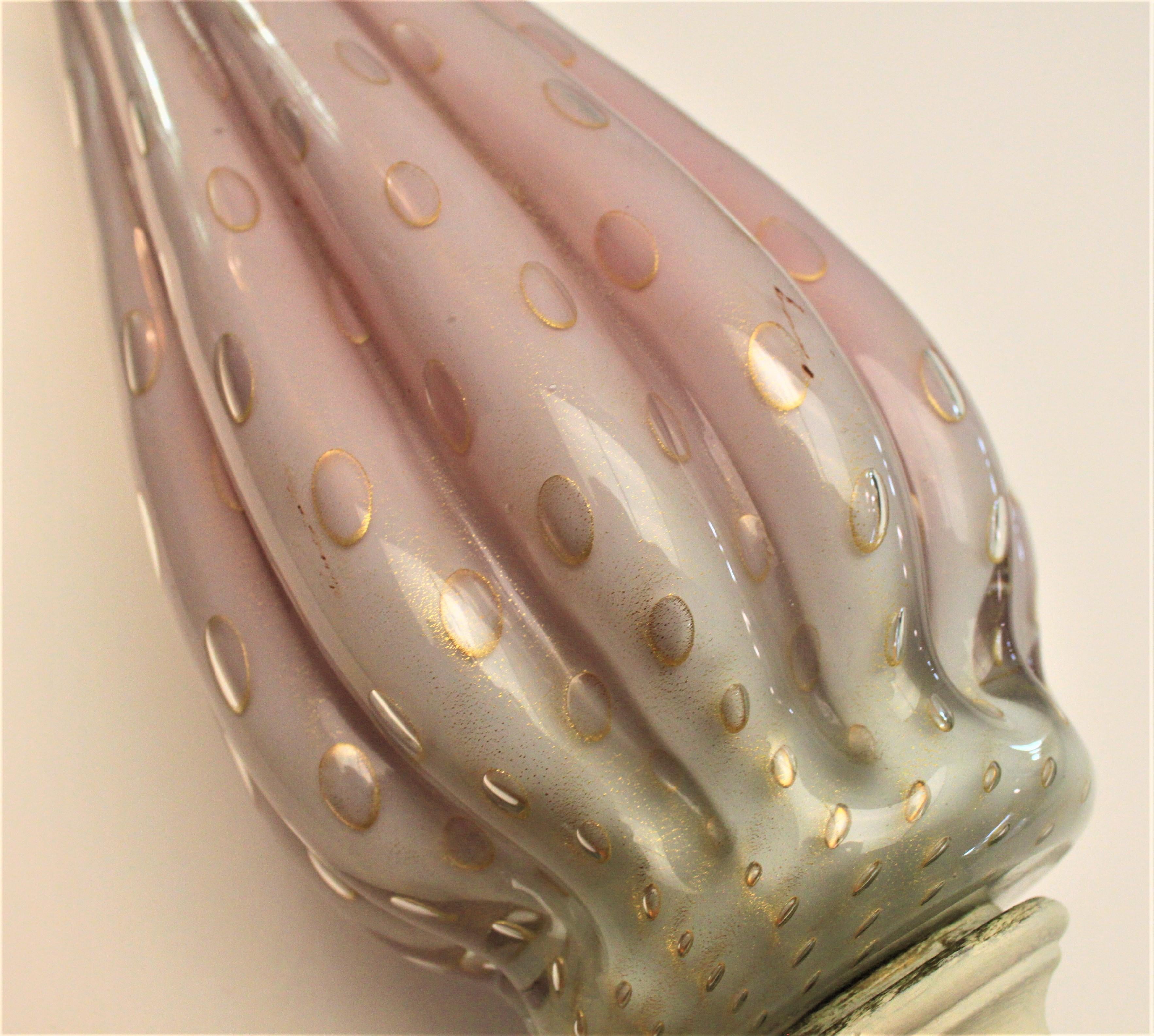 20th Century Mid-Century Modern Pink or Cranberry Murano Art Glass Table Lamp