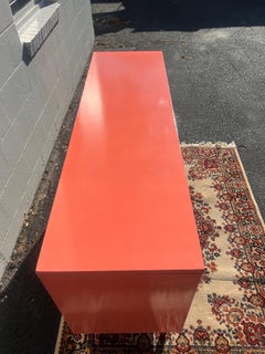 Mid-Century Modern Pink Salmon Lacquered 9 Drawer Dresser