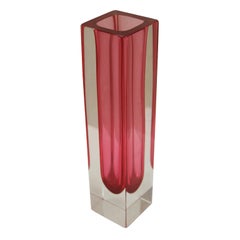 Mid-Century Modern Pink Sommerso Murano Glass Vase by Flavio Poli 1950