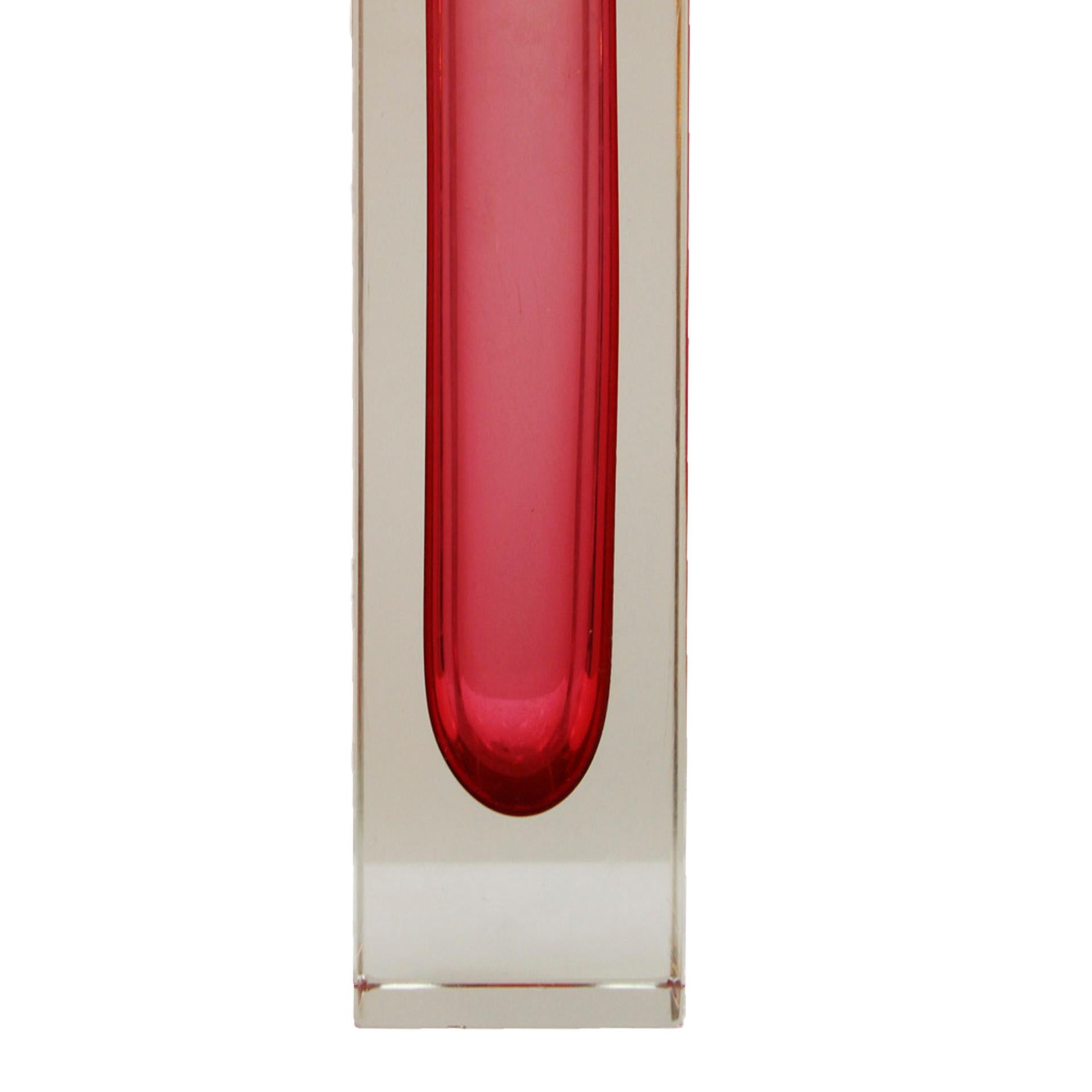 Mid-Century Modern Pink Sommerso Murano Glass Vase by Flavio Poli 1950 In Good Condition For Sale In Madrid, ES