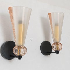 Mid-century modern Pink Sconces Murano Glass Wall Lights Barovier & Toso Style