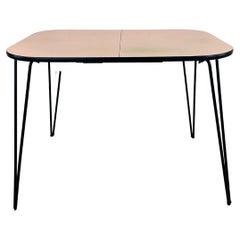 Used Mid Century Modern Pink & White Dining Table with Hairpin Legs