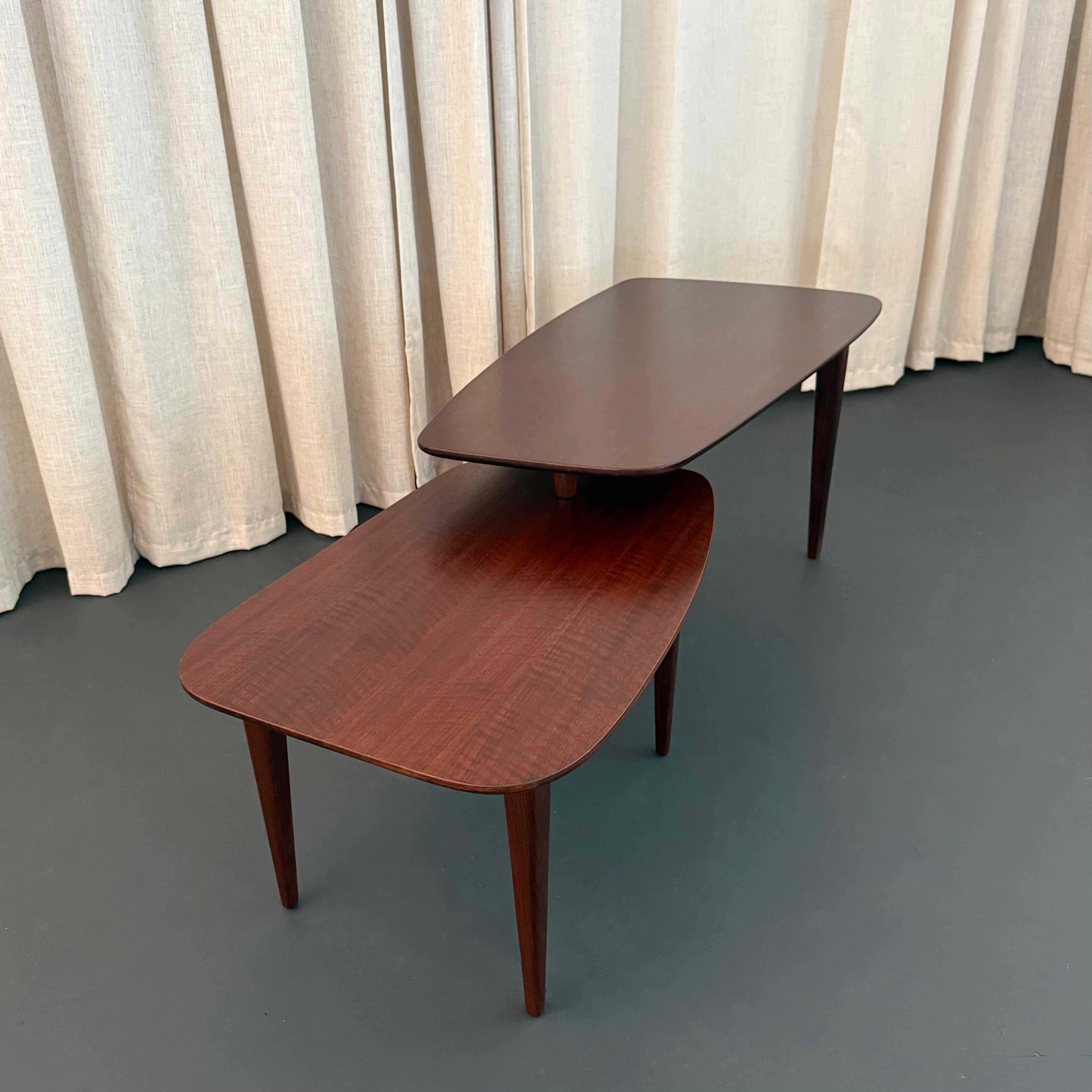 Mid-Century Modern Pivoting Two-Tiered Walnut Coffee Table 6