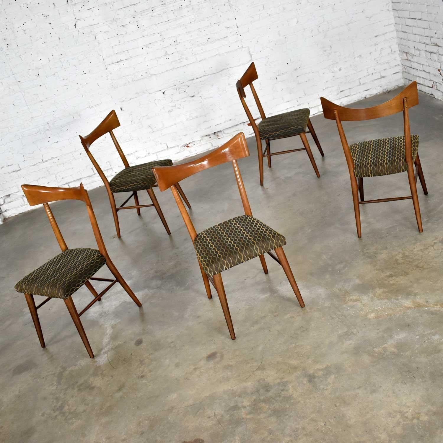 Fabric Mid-Century Modern Planner Group Dining Chairs Paul McCobb for Winchendon Set 5