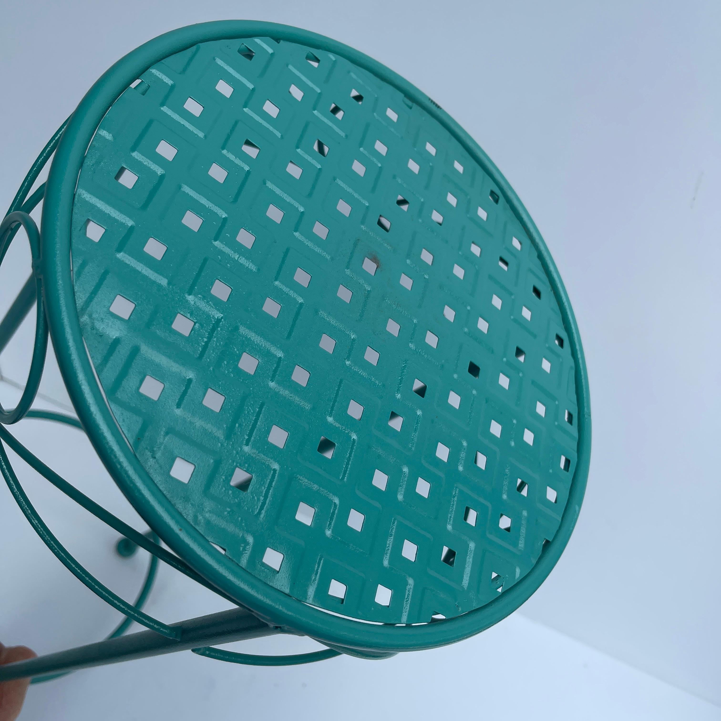 Mid-Century Modern Plant Stand, Powder Coated Turquoise 1