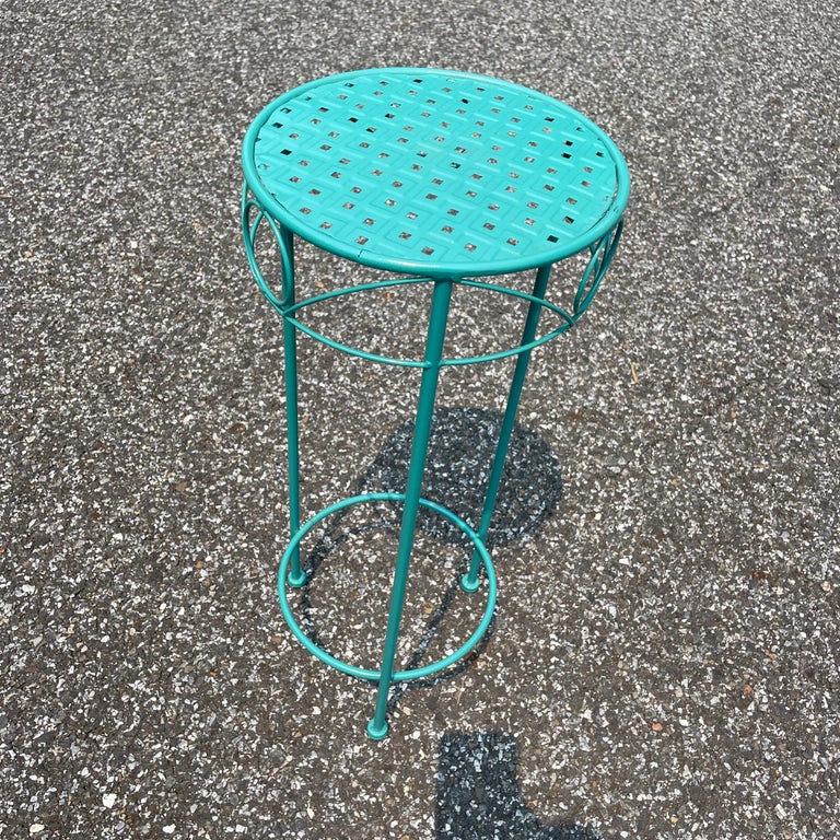Mid-Century Modern Plant Stand, Powder Coated Turquoise For Sale 8