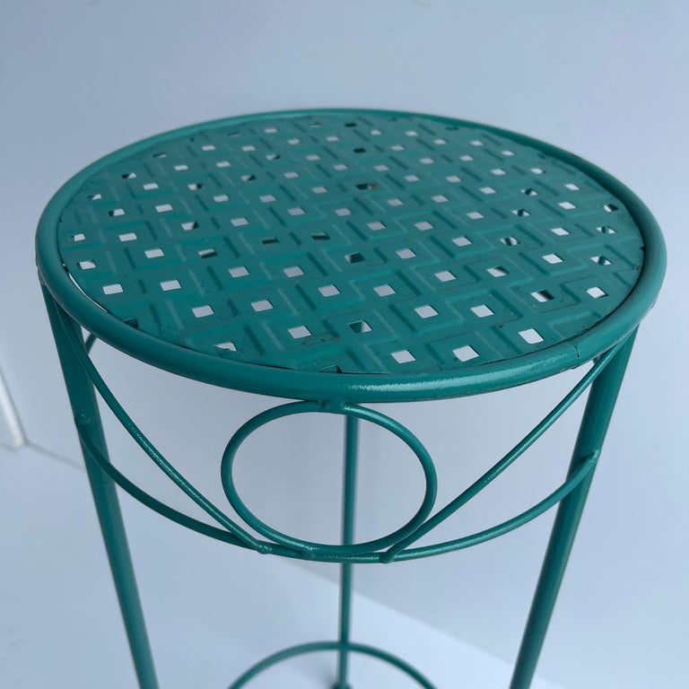 American Mid-Century Modern Plant Stand, Powder Coated Turquoise For Sale