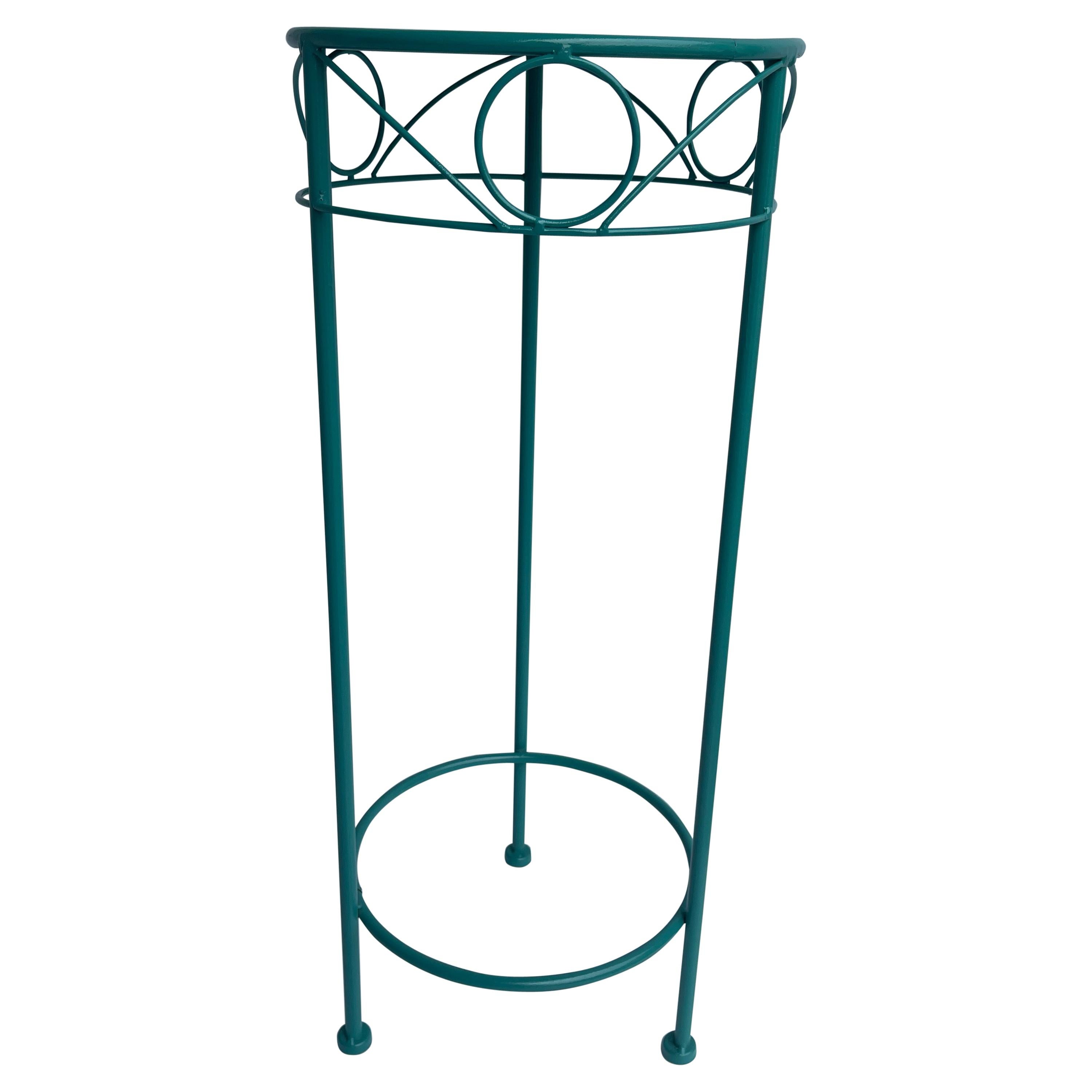 Mid-Century Modern Plant Stand, Powder Coated Turquoise