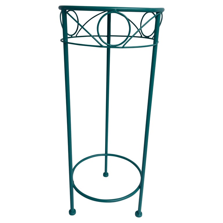 Mid-Century Modern Plant Stand, Powder Coated Turquoise For Sale