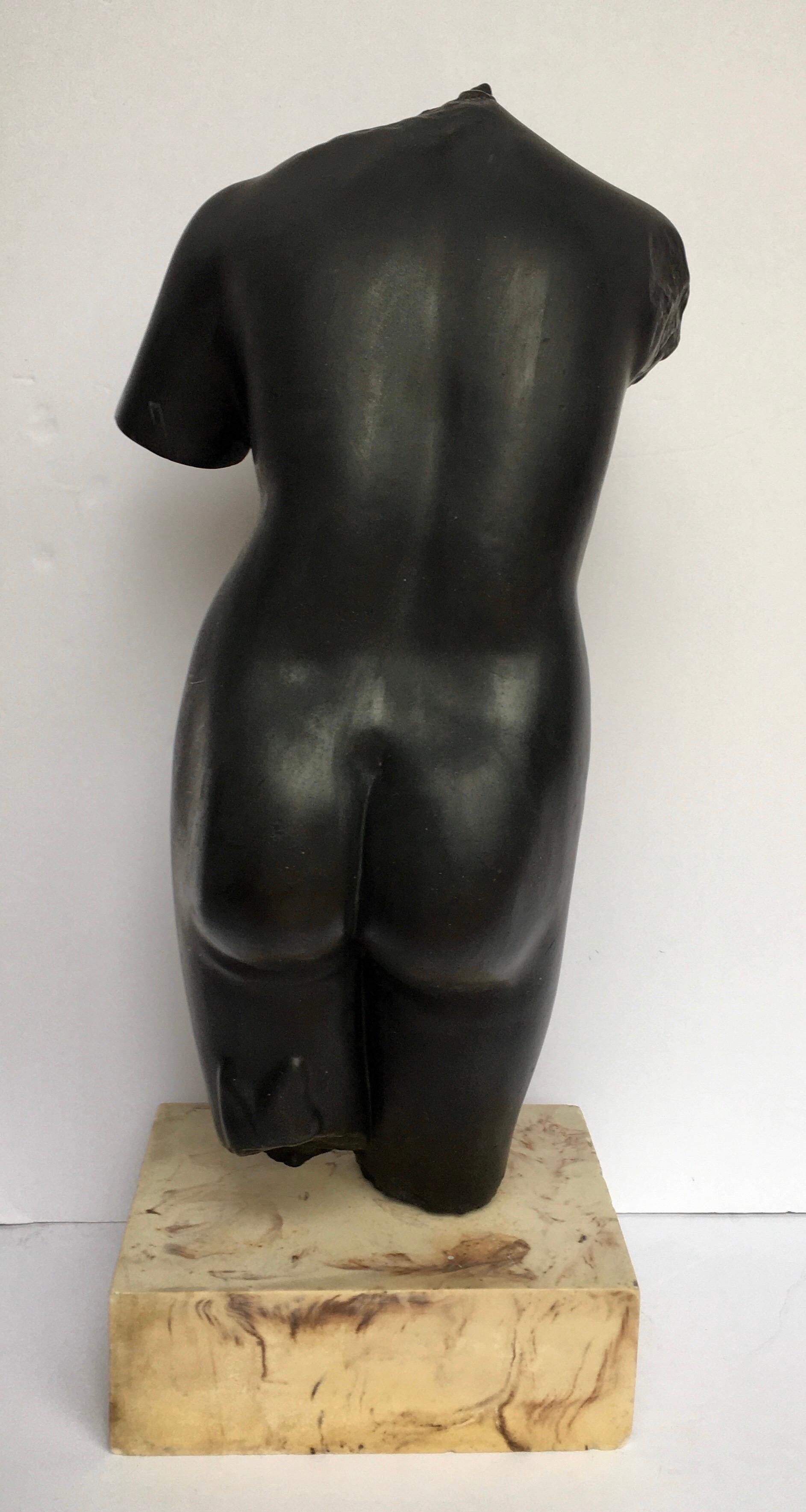 Composition Mid-Century Modern Plaster and Marble Female Torso Bust Sculpture, 1970s