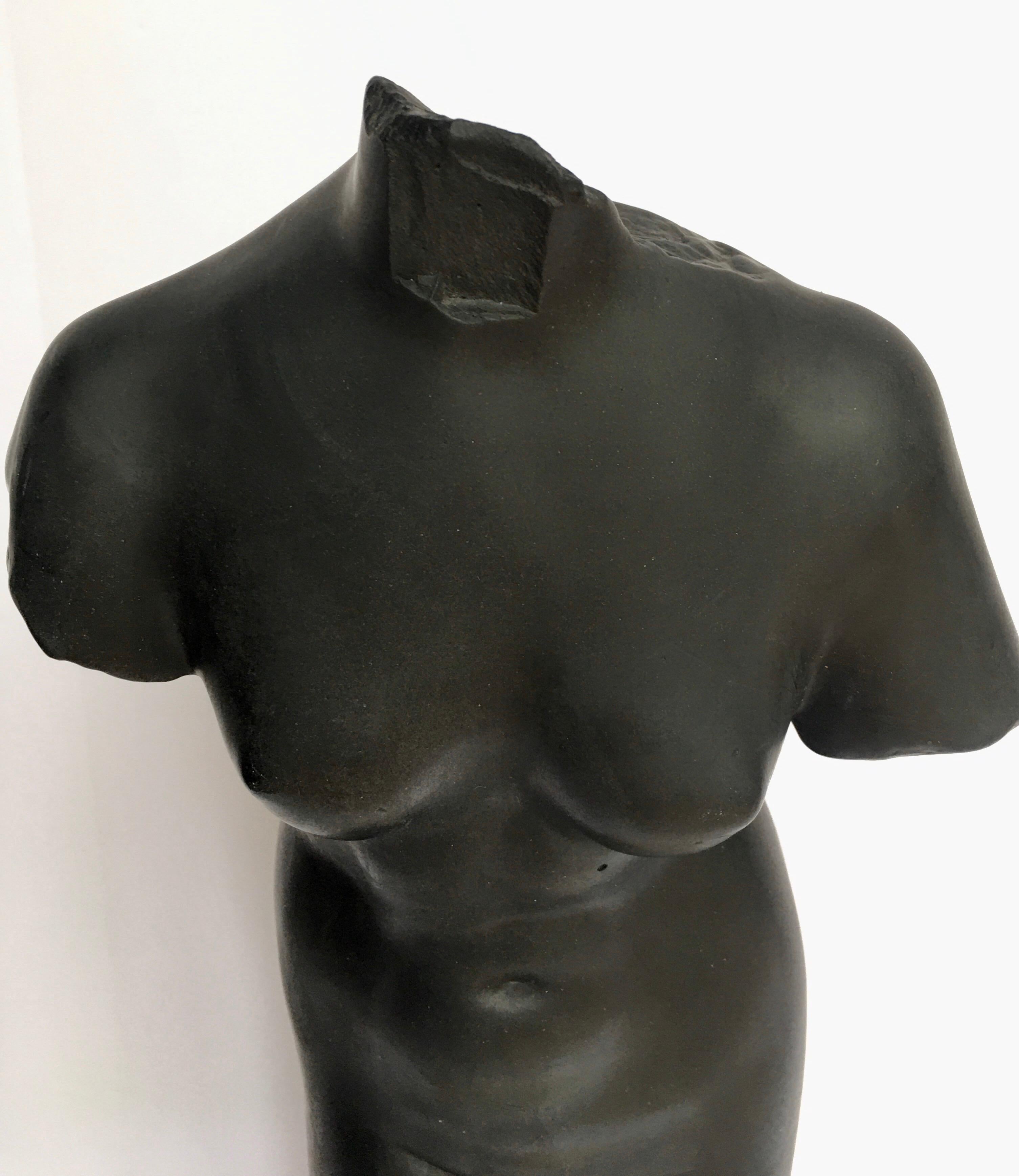 Mid-Century Modern Plaster and Marble Female Torso Bust Sculpture, 1970s 1