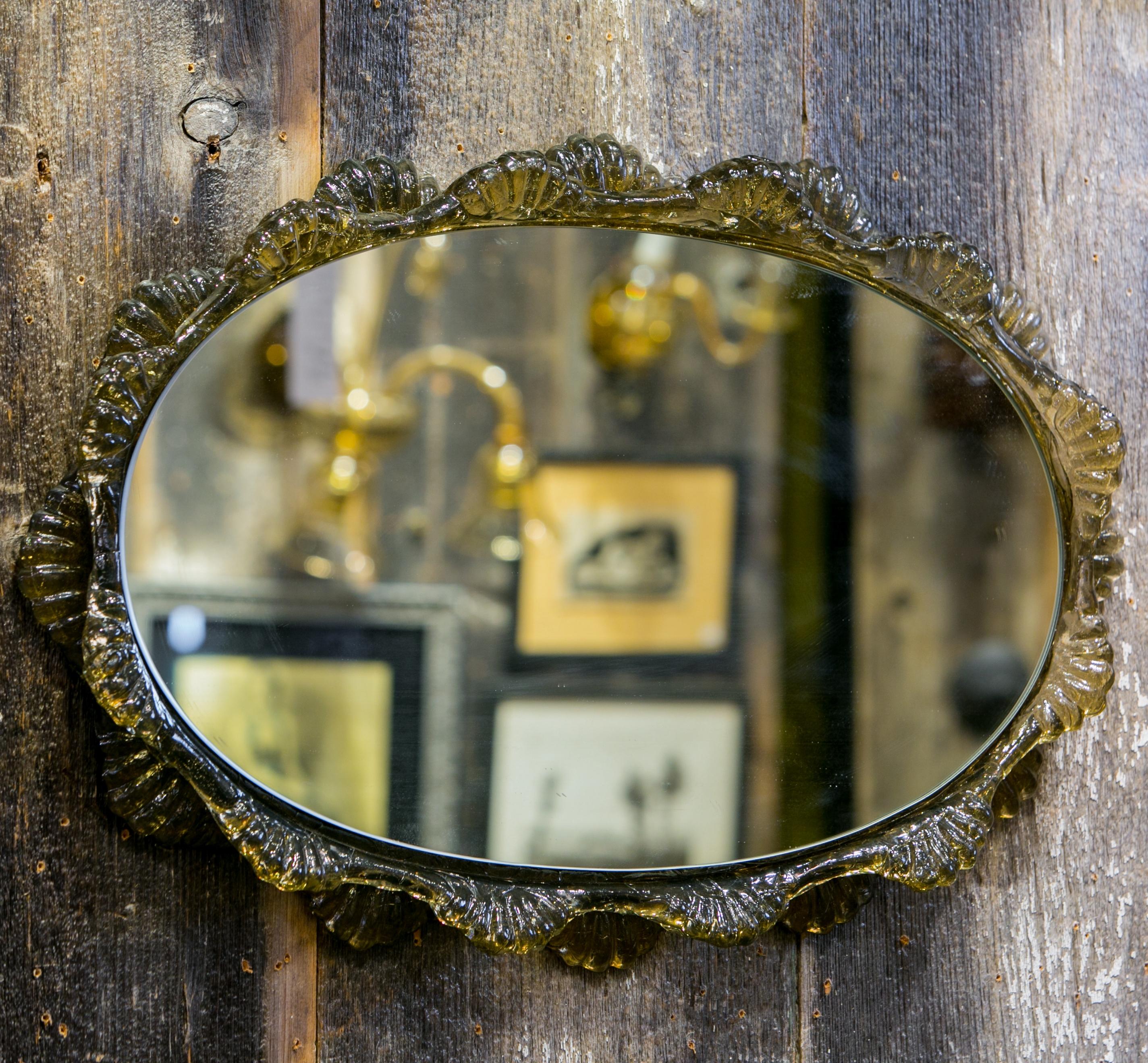 Mid-Century Modern Mid-Century Polycarbonate Mirror that looks like Murano Glass